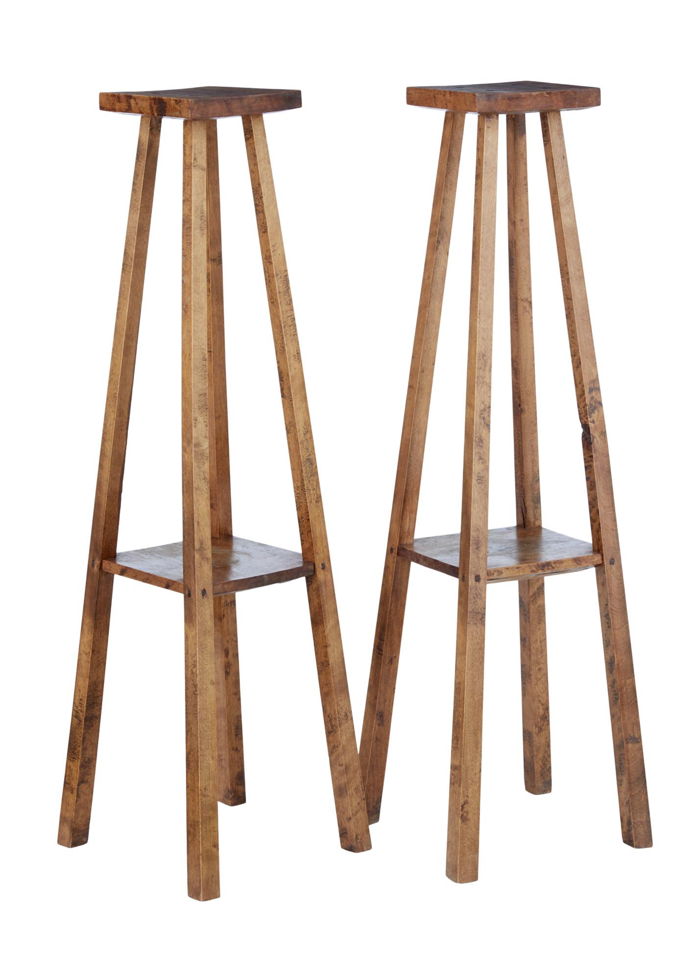 Pair of Late 19th Century Rustic Oak Pedestal Stands (1 of 7)