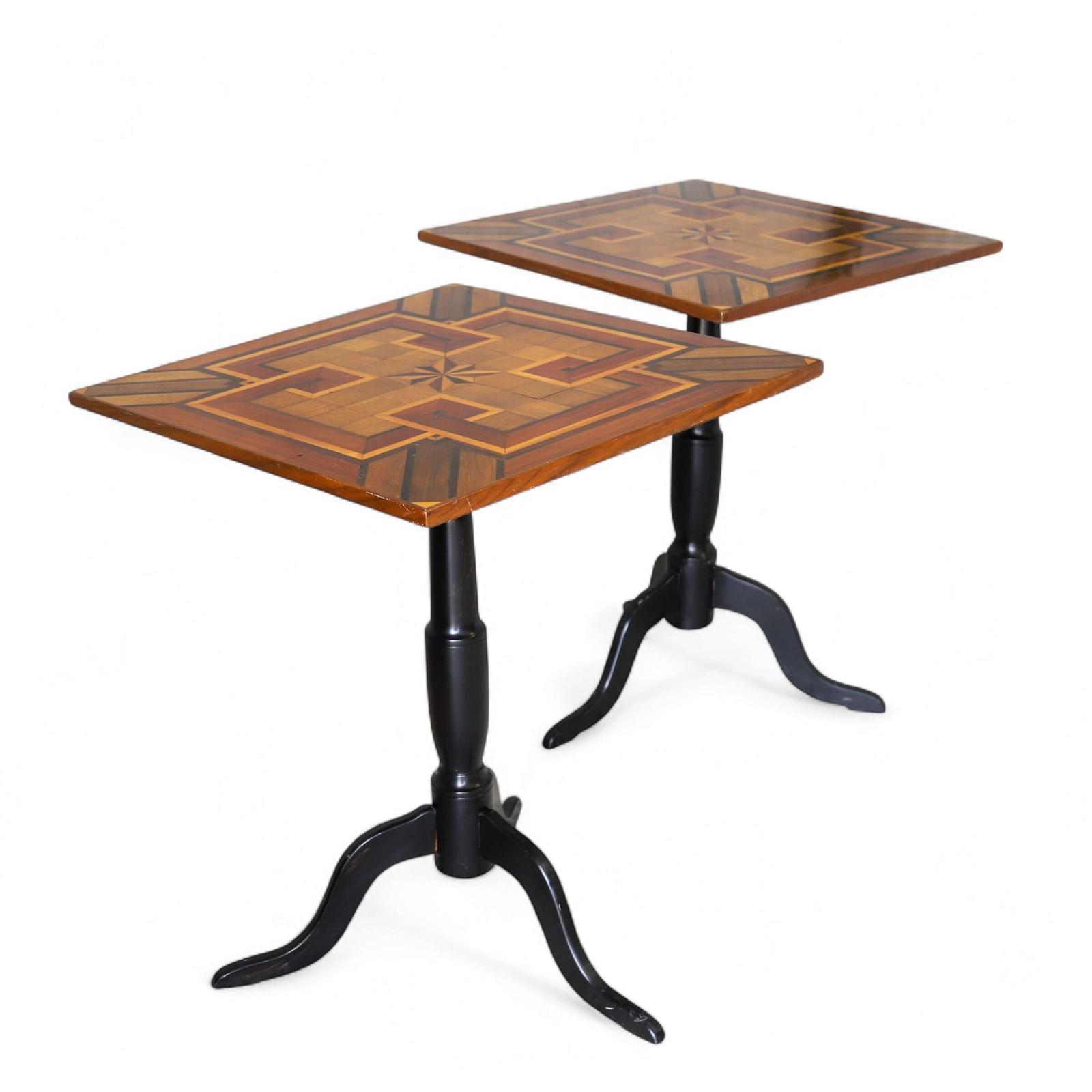 Pair of 19th Century Geometric Parquetry Inlay Top Side Tables (1 of 11)