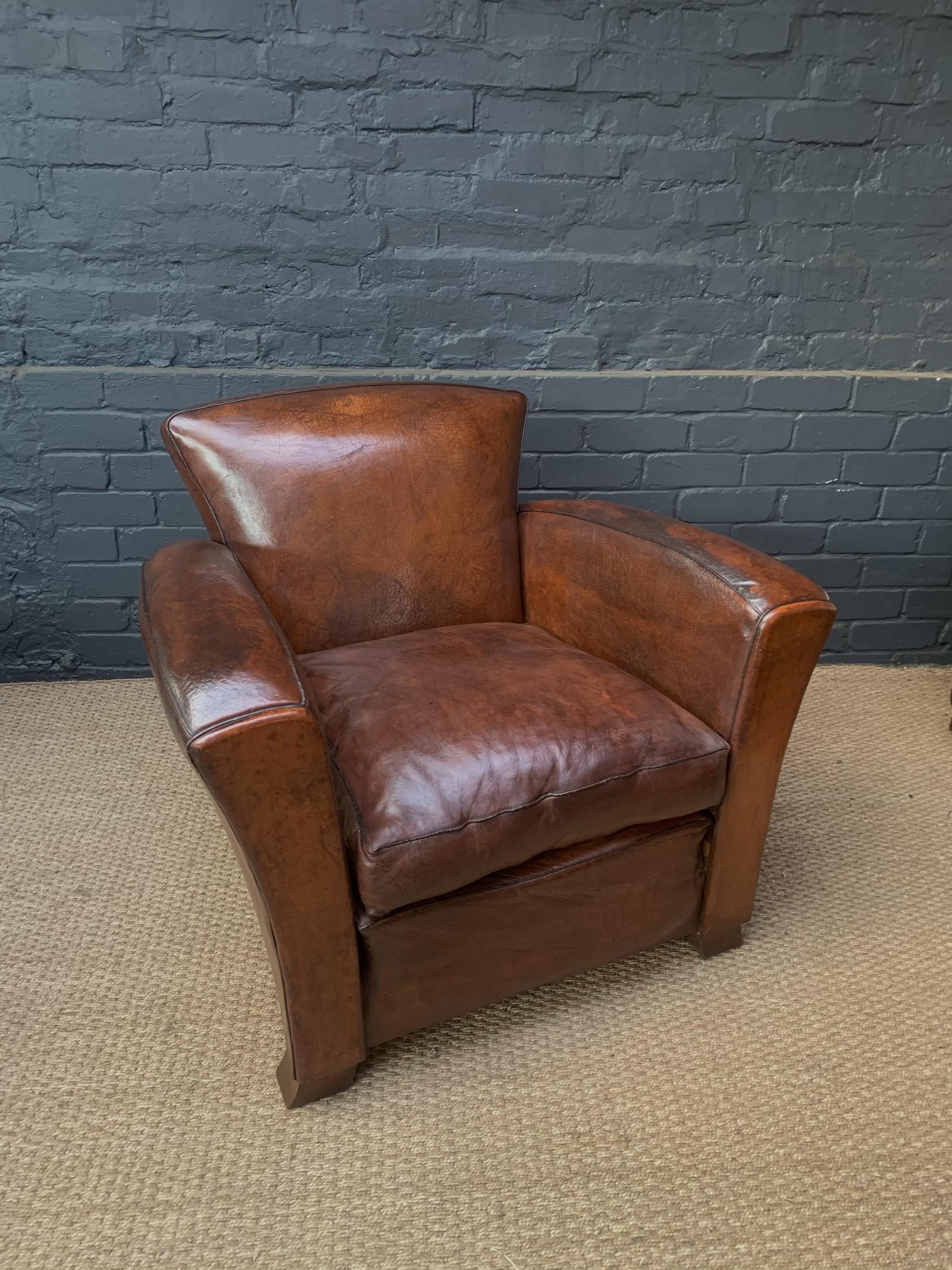 Stunning French Leather Art Deco Club Chair c.1930 (1 of 9) Stunning French Leather Art Deco Club Chair c.1930 (1 of 9)