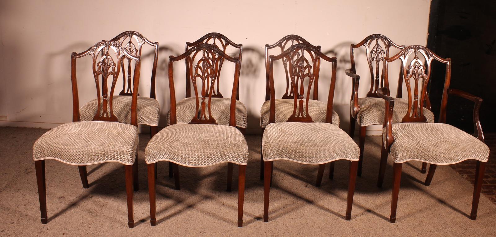Set of Six Chairs & Two Armchairs in Mahogany - 19th Century (1 of 11) Set of Six Chairs & Two Armchairs in Mahogany - 19th Century (1 of 11)