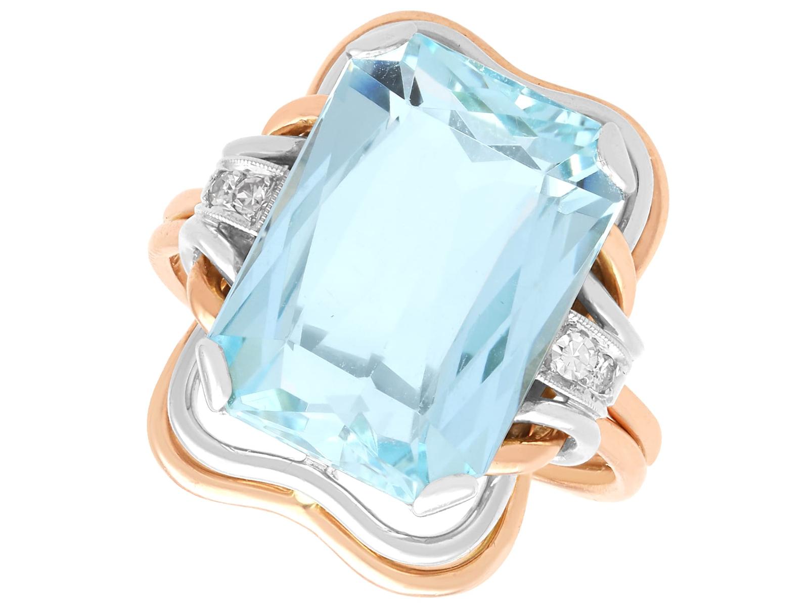 10.05ct Aquamarine & Diamond, 14ct Rose Gold Dress Ring c.1935 (1 of 10) 10.05ct Aquamarine & Diamond, 14ct Rose Gold Dress Ring c.1935 (1 of 10)