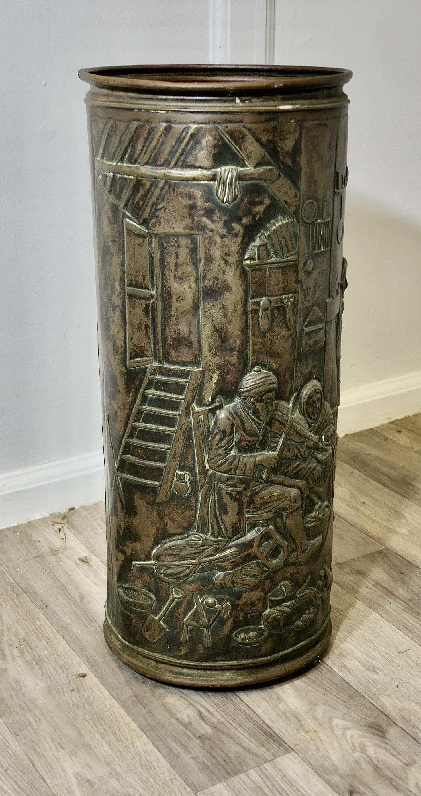 Superb French Brass Stick Stand, Umbrella Stand (1 of 7)