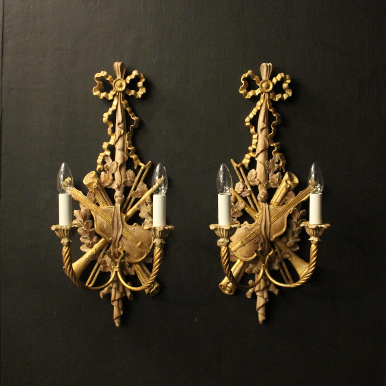 Italian Pair Of Wooden Twin Arm Wall Lights (1 of 10) Italian Pair Of Wooden Twin Arm Wall Lights (1 of 10)