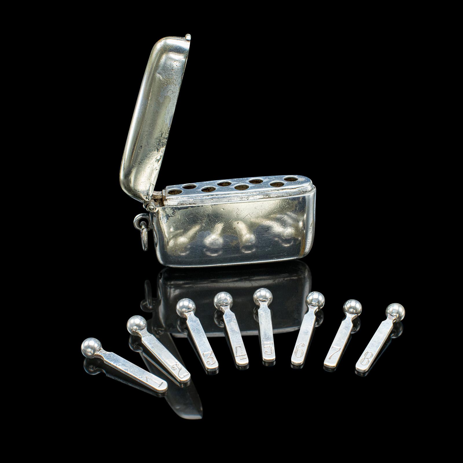 Small Antique Shooting Peg Case, English, Silver Plate, Marker Box, Victorian (1 of 10)