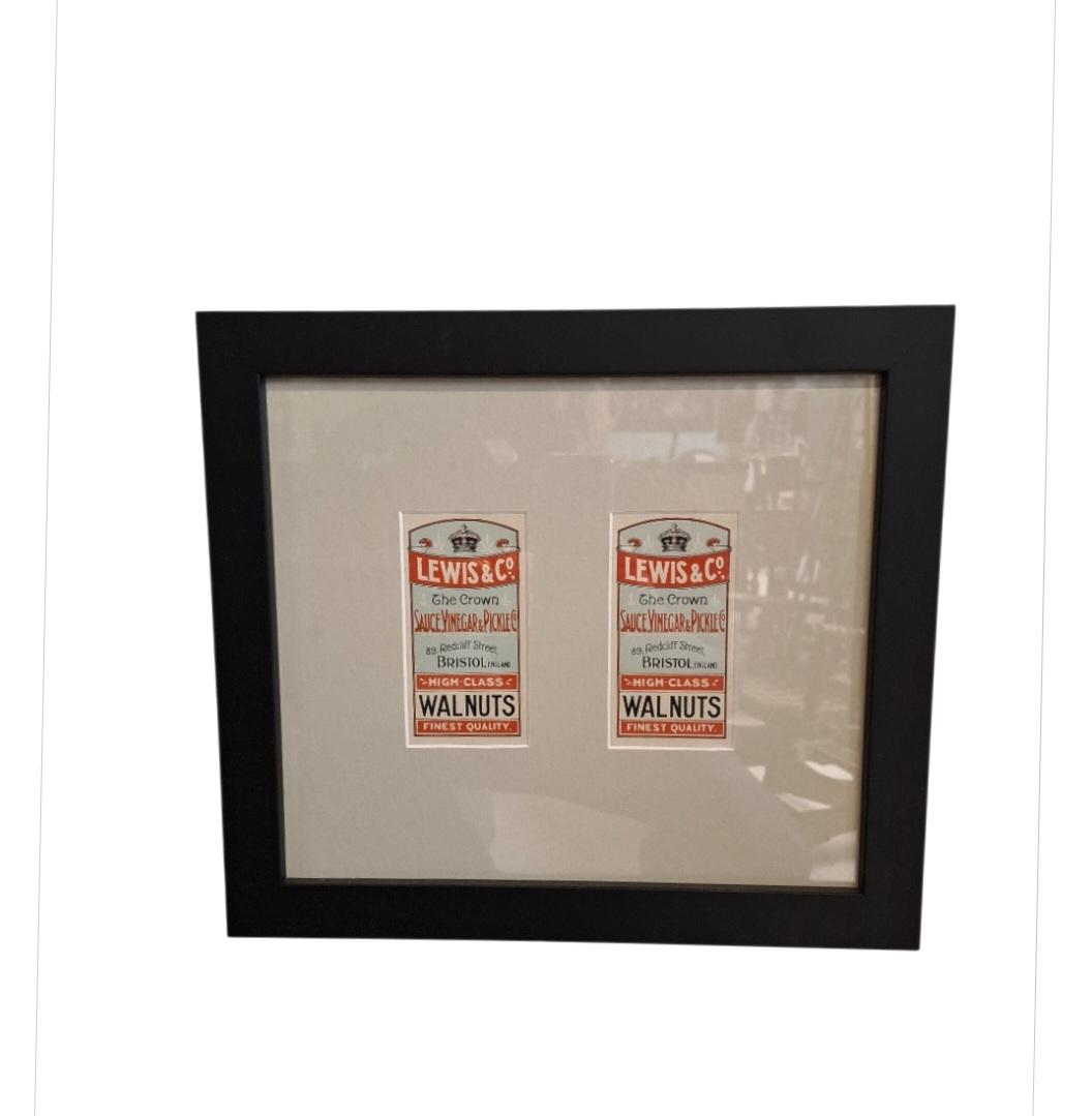 Retro 2 x Framed & Mounted "Lewis & Co" High Class Walnuts Labels (1 of 1)