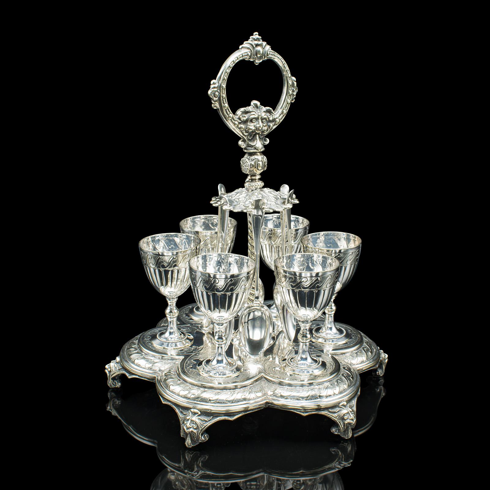 Antique Egg Cup Carousel, English, Silver Plate, Breakfast Service - Victorian (1 of 12)