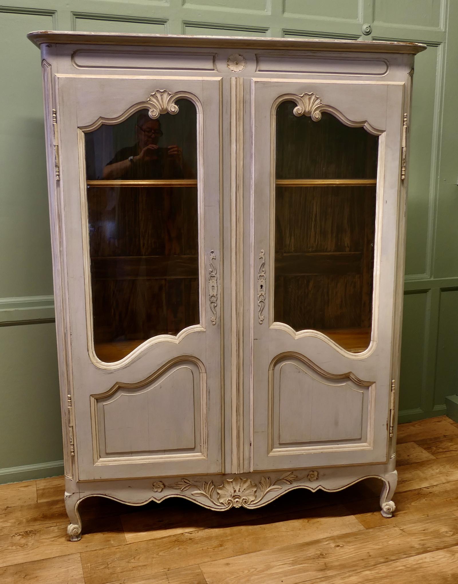 Antique Rococo Shabby Painted Double Door Vitrine / Bookcase (1 of 7) Antique Rococo Shabby Painted Double Door Vitrine / Bookcase (1 of 7)