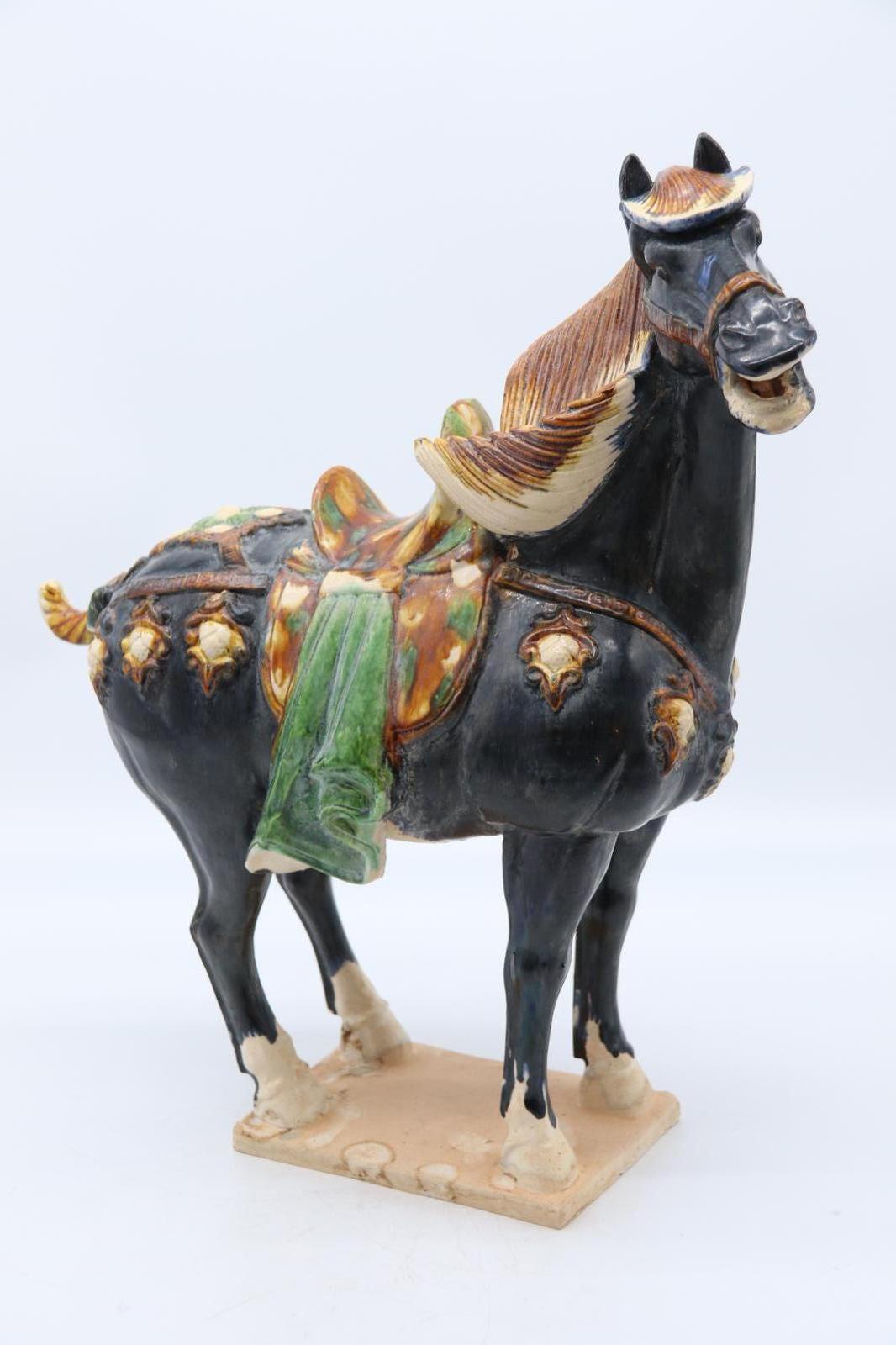 A Large Chinese Tang Dynasty Style Sancai Glazed Pottery Horse (1 of 17)