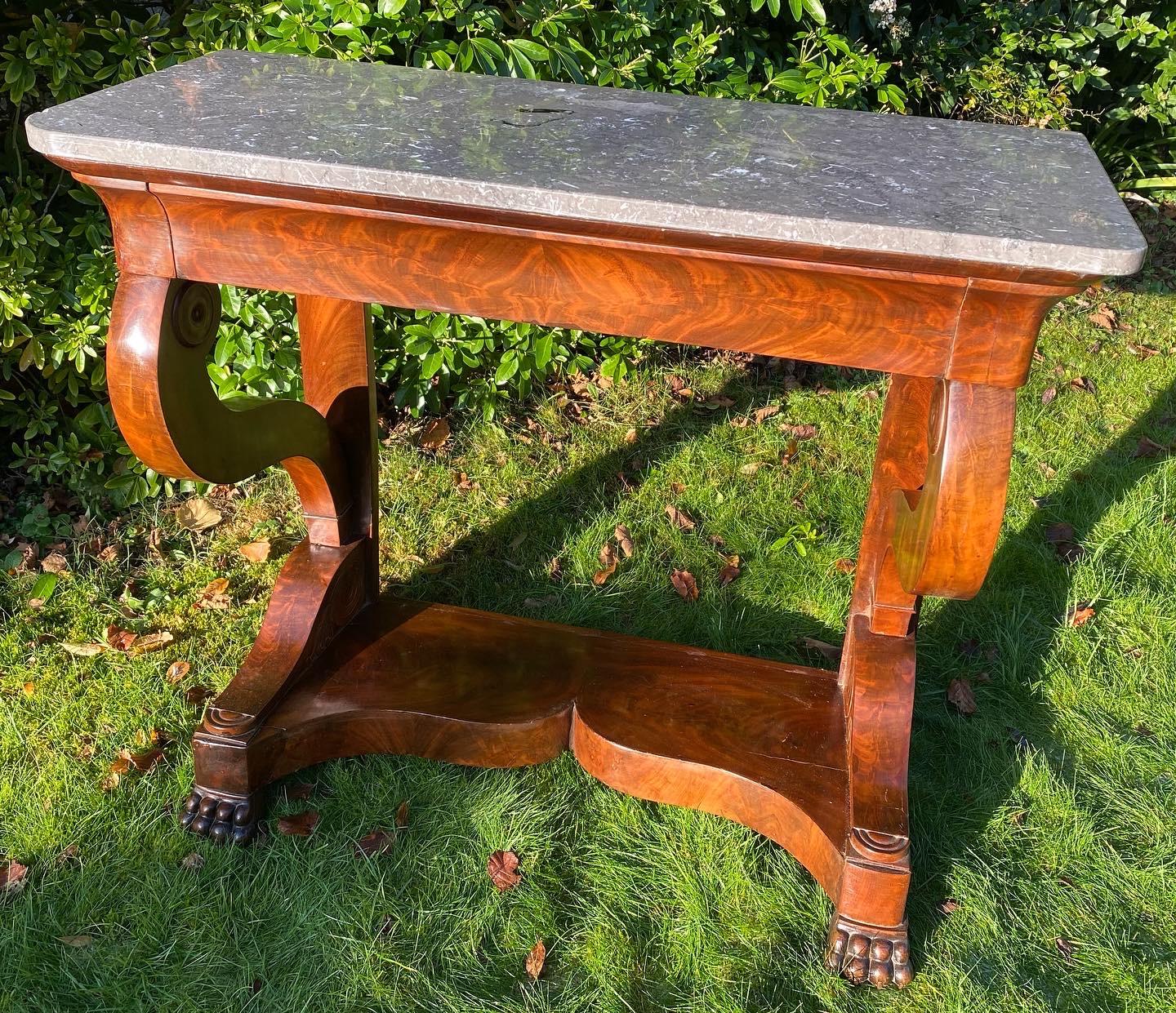 French Flame Mahogany Console Table (1 of 3)