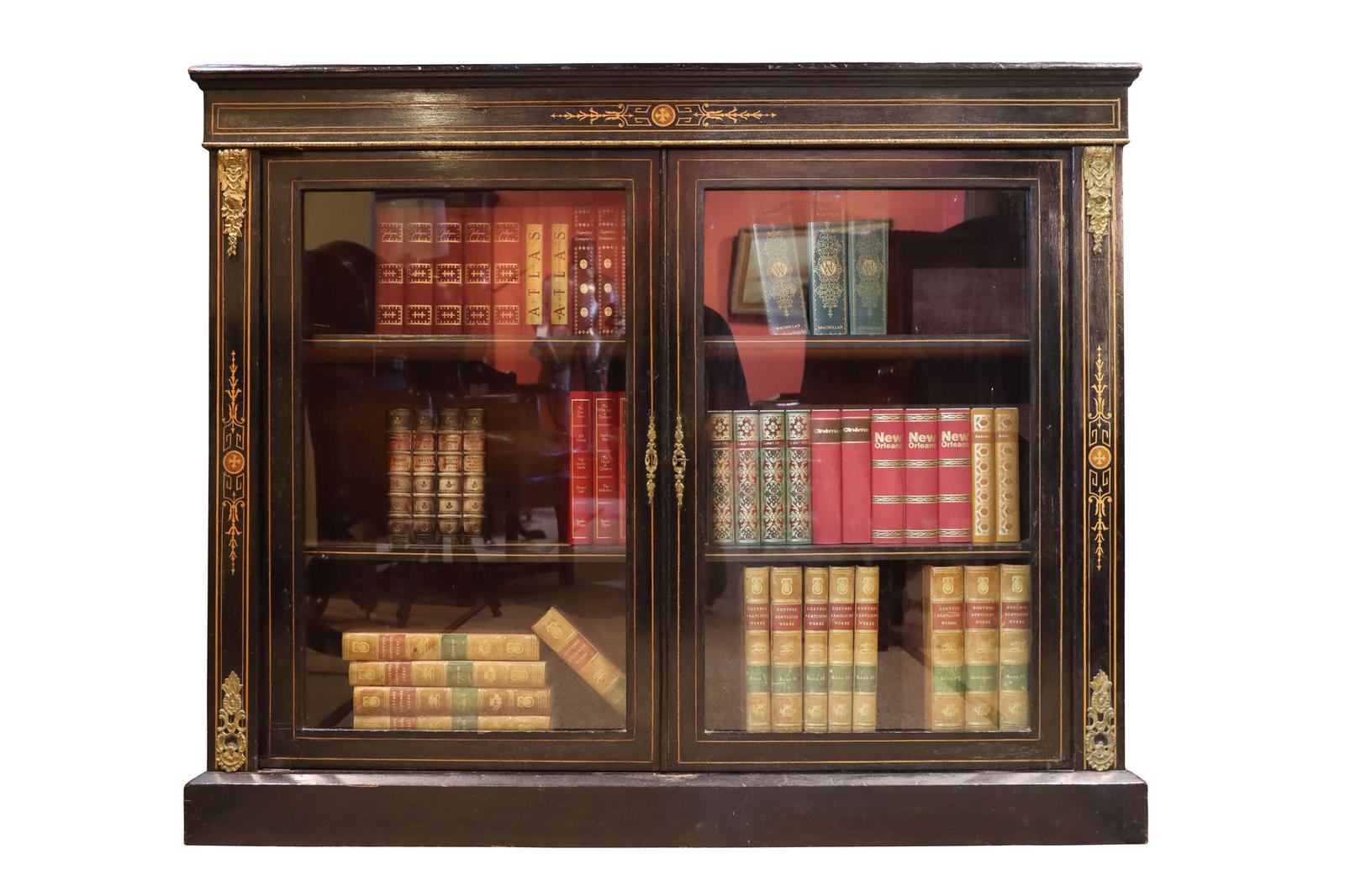 Fine Victorian Ormolu-Mounted, Inlaid, Ebonised Two-Door Pier Cabinet (1 of 4)