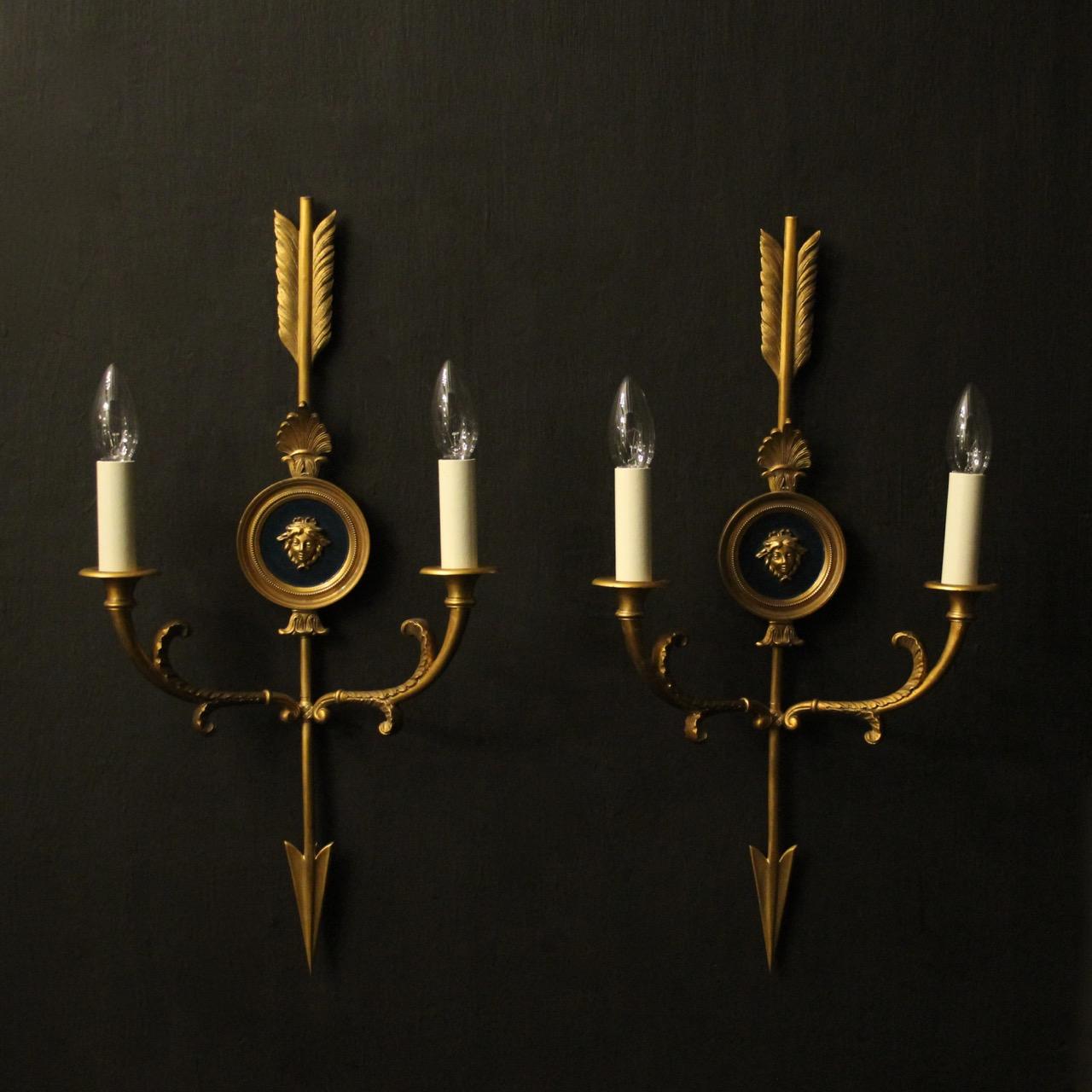 French Gilded Bronze Twin Arm Wall Lights (1 of 10) French Gilded Bronze Twin Arm Wall Lights (1 of 10)