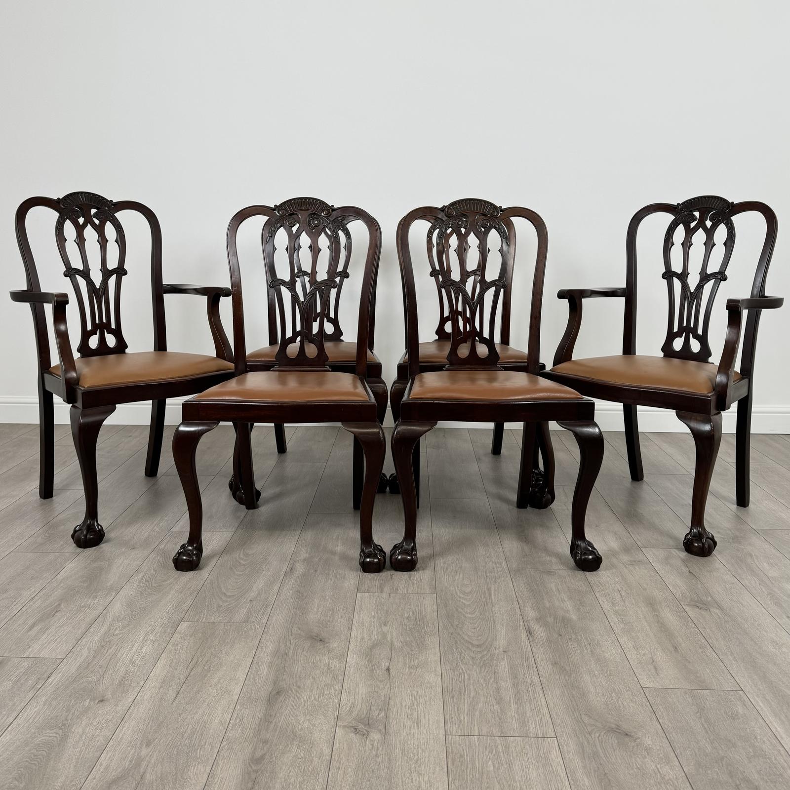 Antique 20th Century Set Of 6 Chippendale Style Dining Chairs (1 of 9) Antique 20th Century Set Of 6 Chippendale Style Dining Chairs (1 of 9)