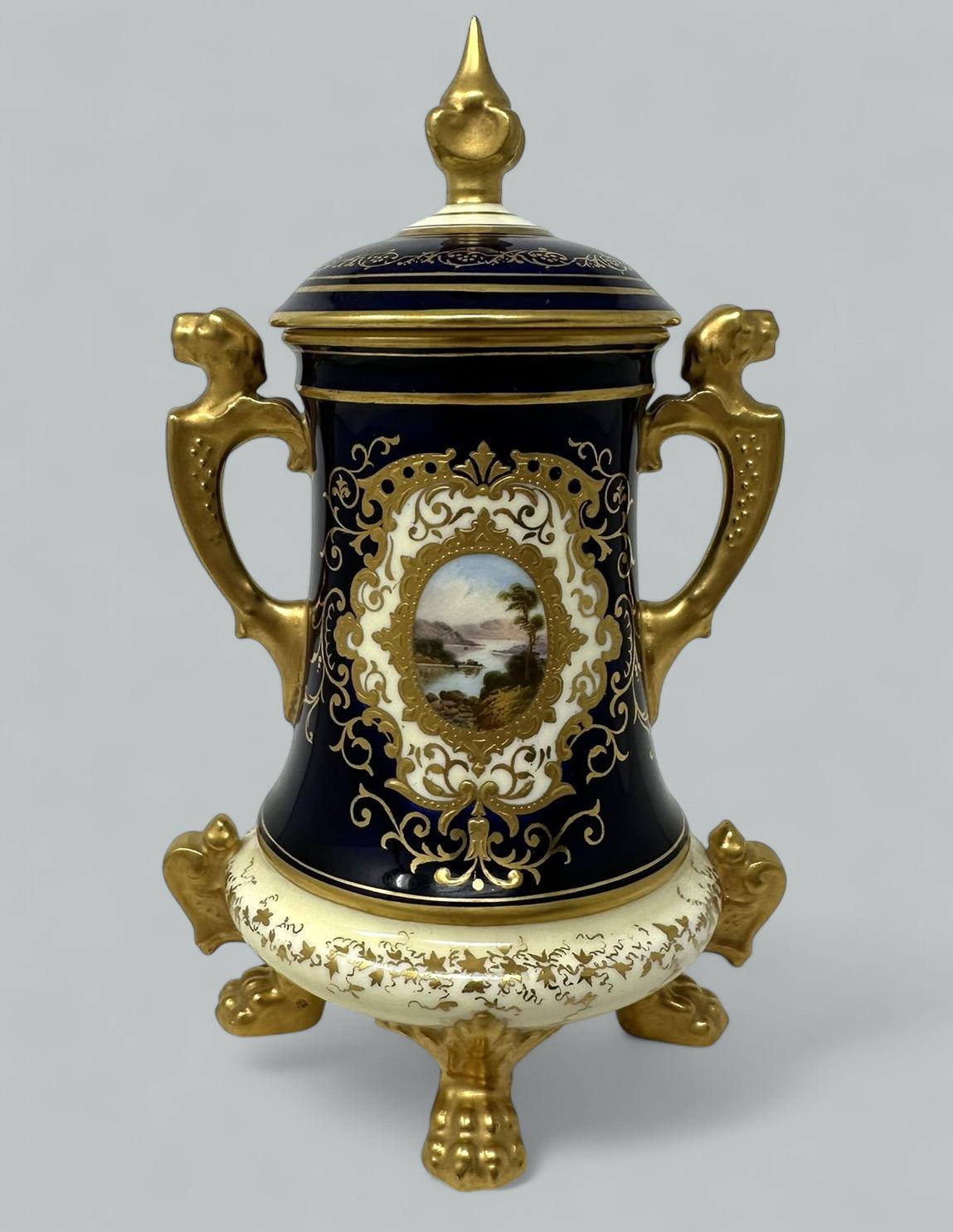 Antique Coalport Hand Painted Porcelain Vase Urn English Landscape Painting 1910 (1 of 10)