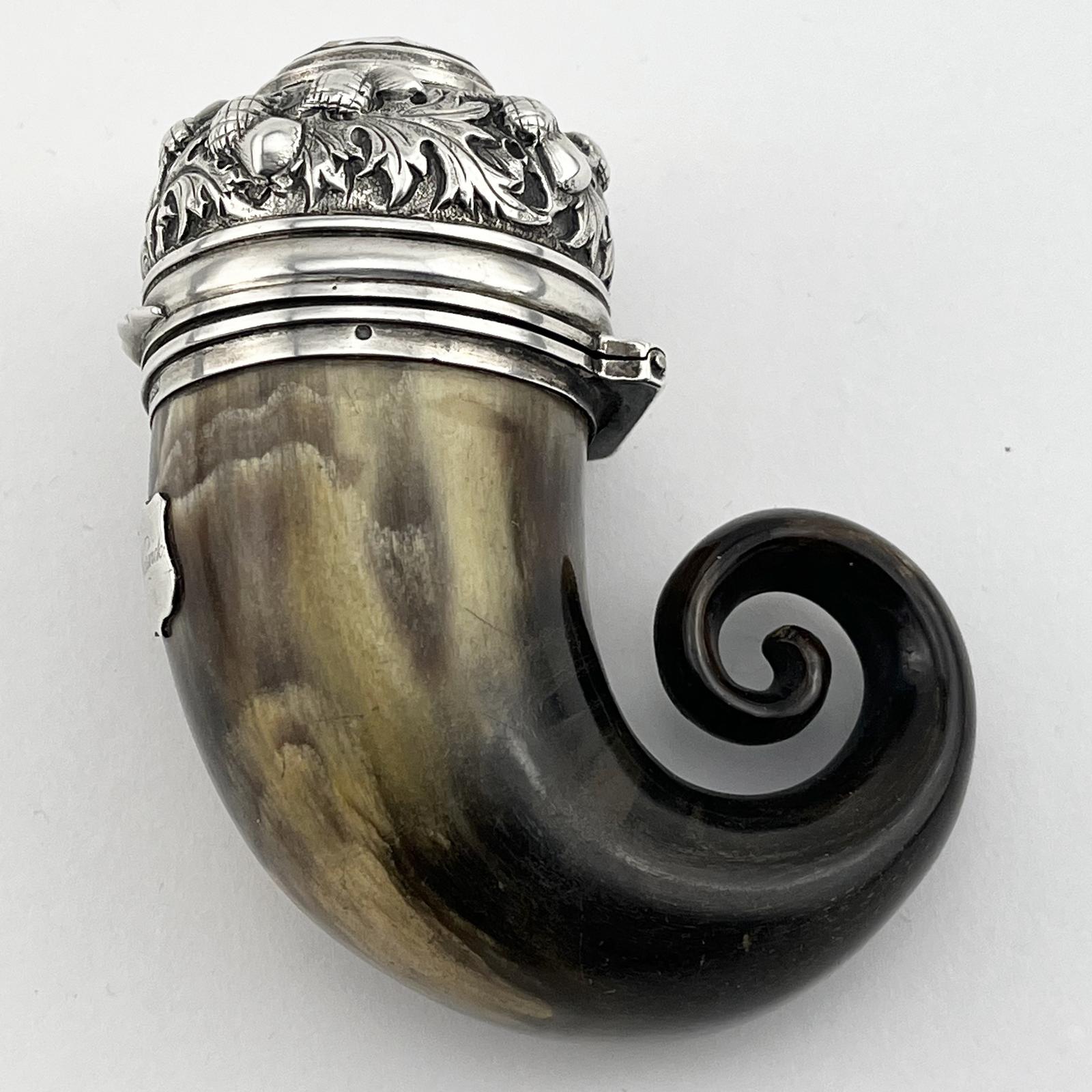 Scottish Sterling Silver Snuff Mull with Rams Horn Body (1 of 8)