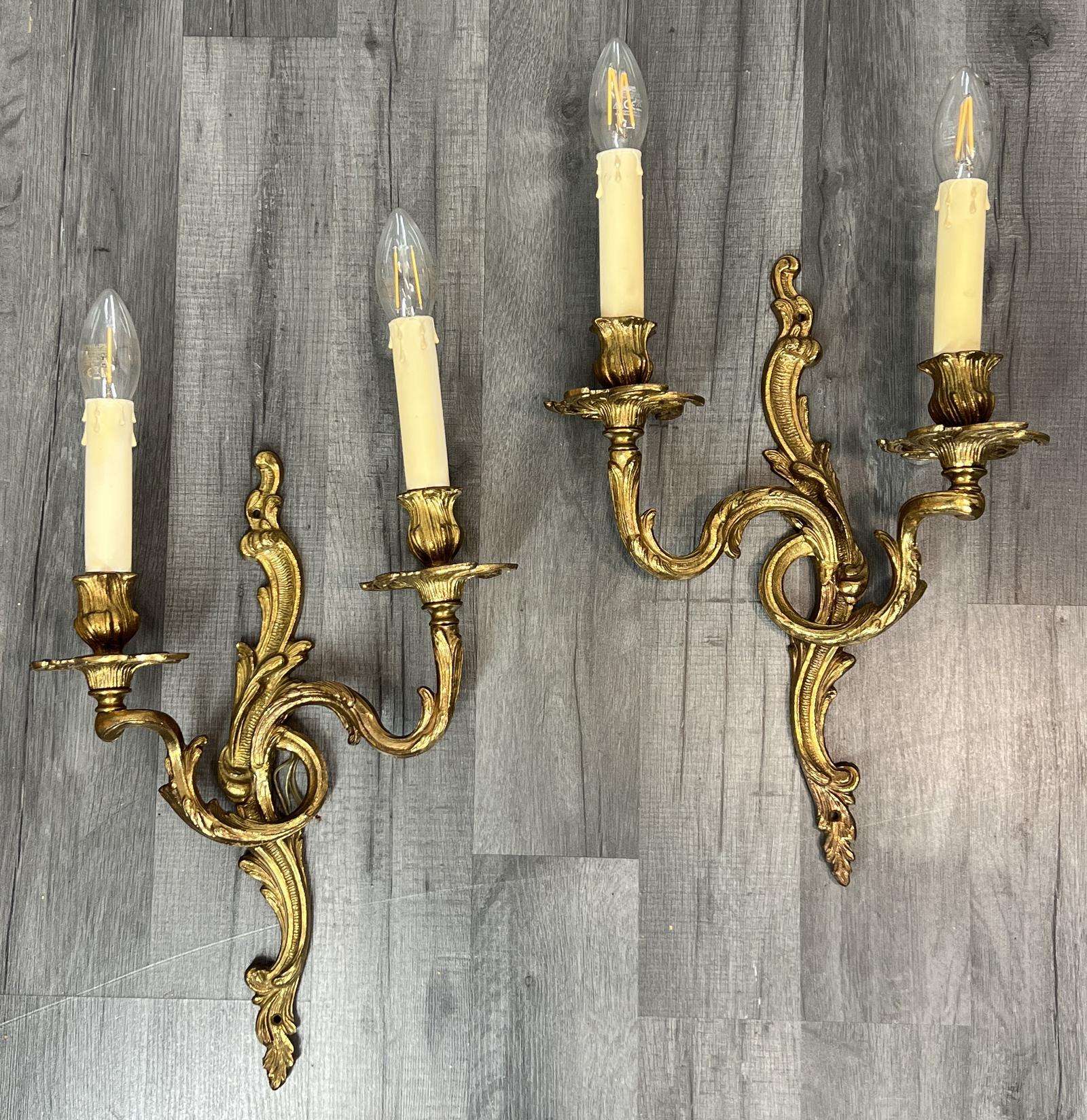 Wall Lamps Vintage French Brass Rococo Style Sconces (1 of 11)