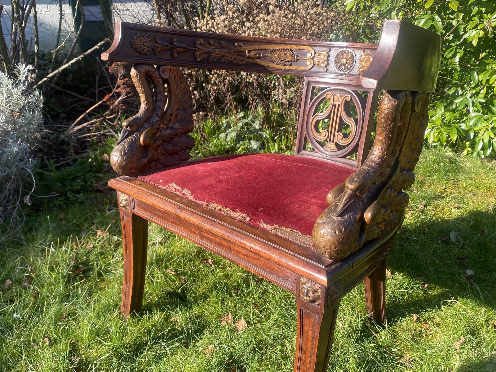 Second Empire Gilt and Mahogany Armchair with Swans (1 of 7) Second Empire Gilt and Mahogany Armchair with Swans (1 of 7)