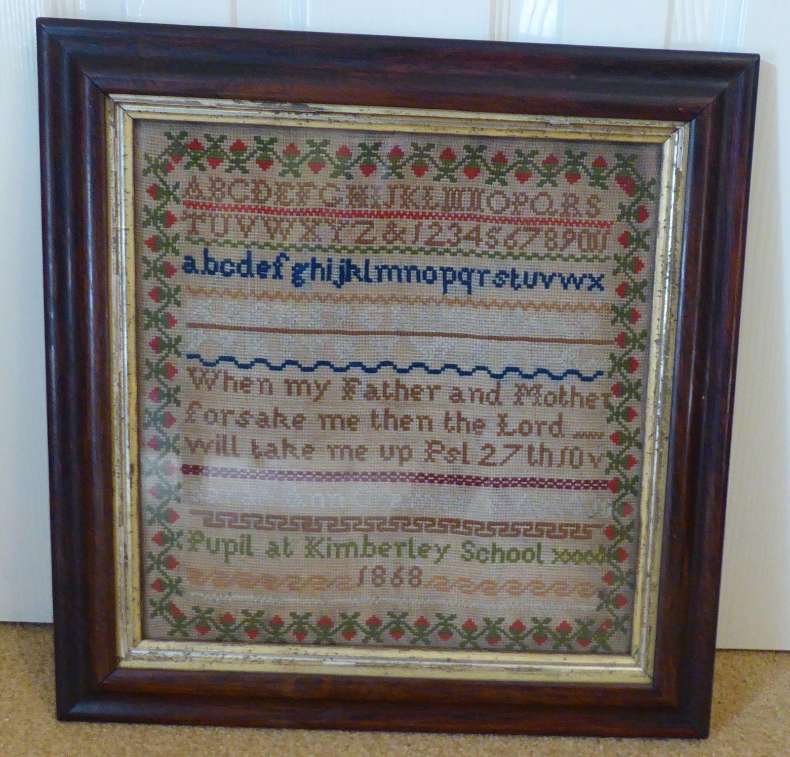 1868 Kimberley School Antique Needlework Sampler Sara Ann Chambers (1 of 11) 1868 Kimberley School Antique Needlework Sampler Sara Ann Chambers (1 of 11)