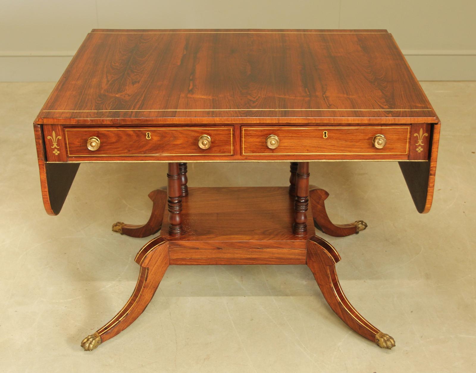Regency Rosewood Brass Inlaid Sofa Table (1 of 11)