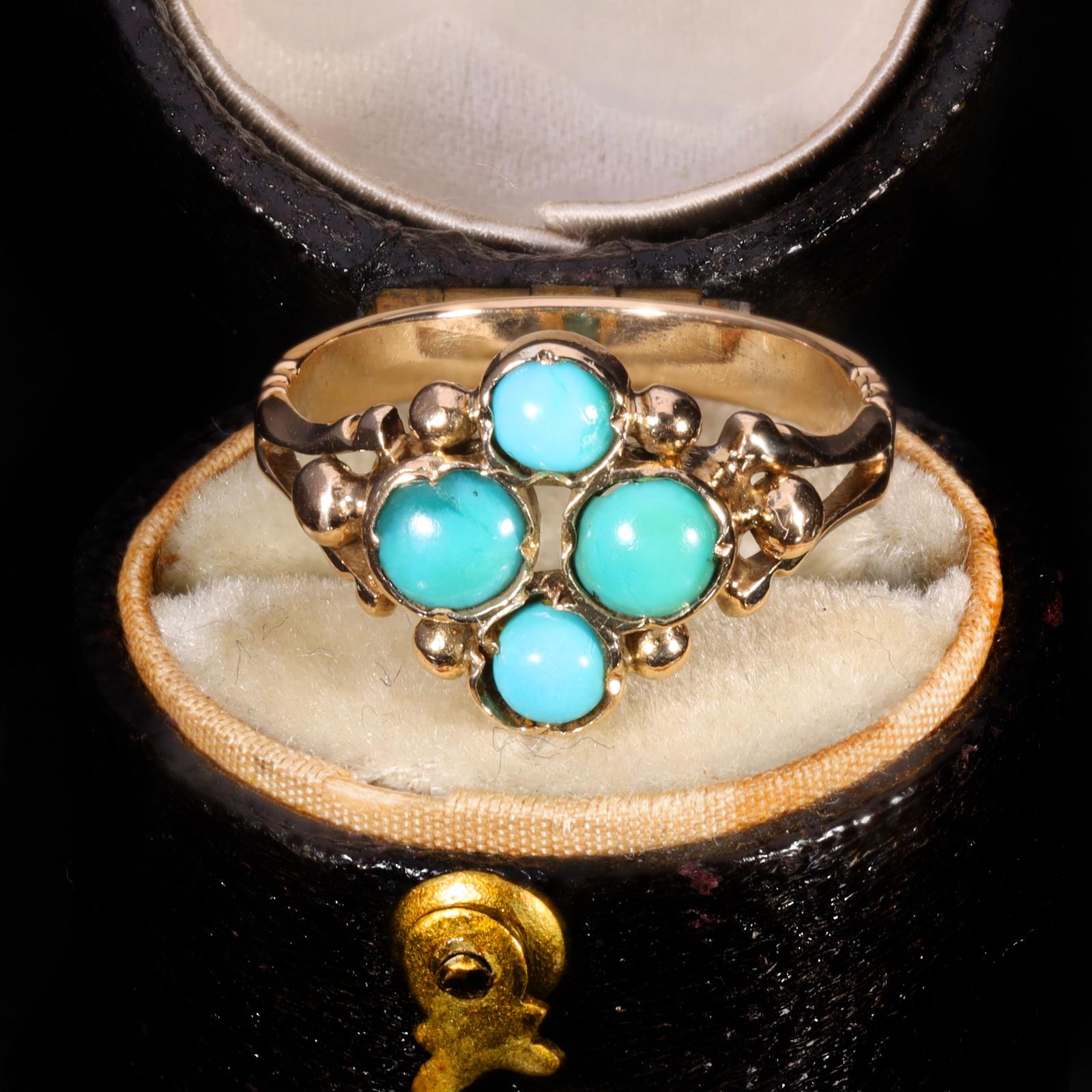 The Antique Victorian Turquoise Cluster Ring (1 of 7)
