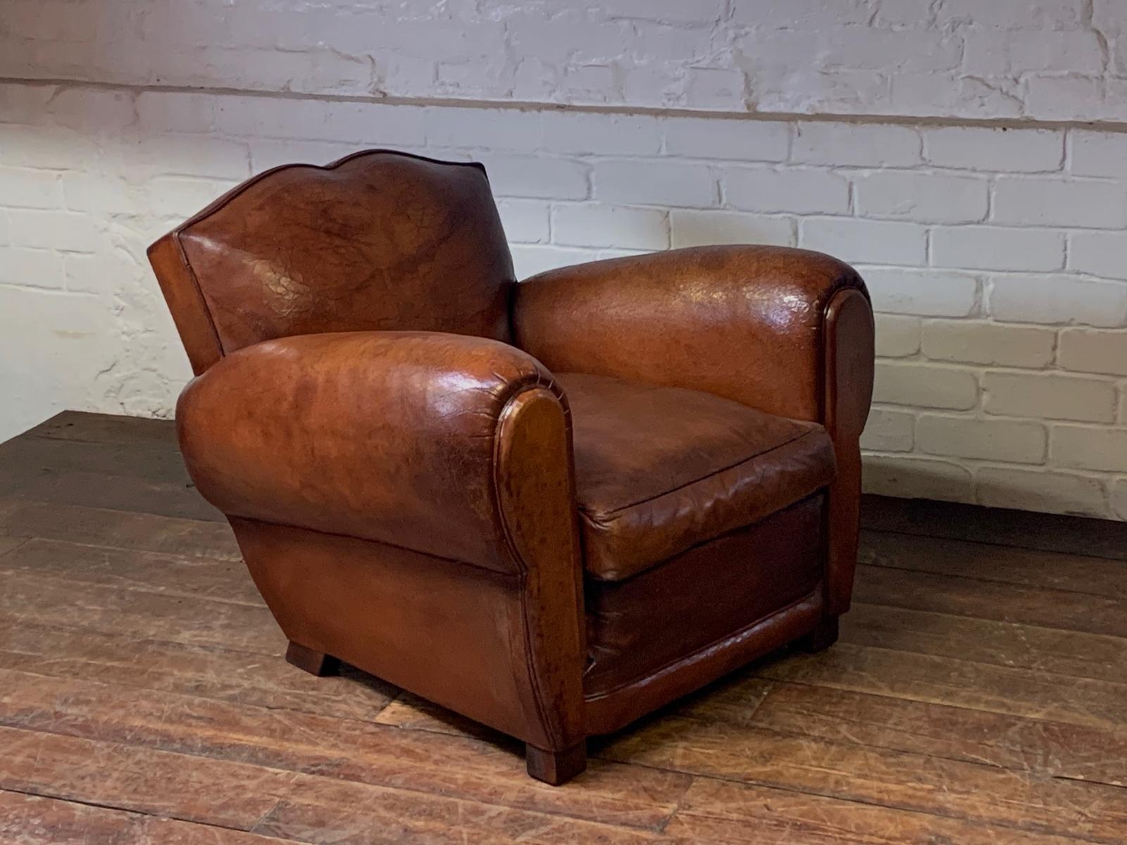 A Lovely French Leather Club Chair, Deep Caramel Moustache Model, Circa 1930’s (1 of 12) A Lovely French Leather Club Chair, Deep Caramel Moustache Model, Circa 1930’s (1 of 12)