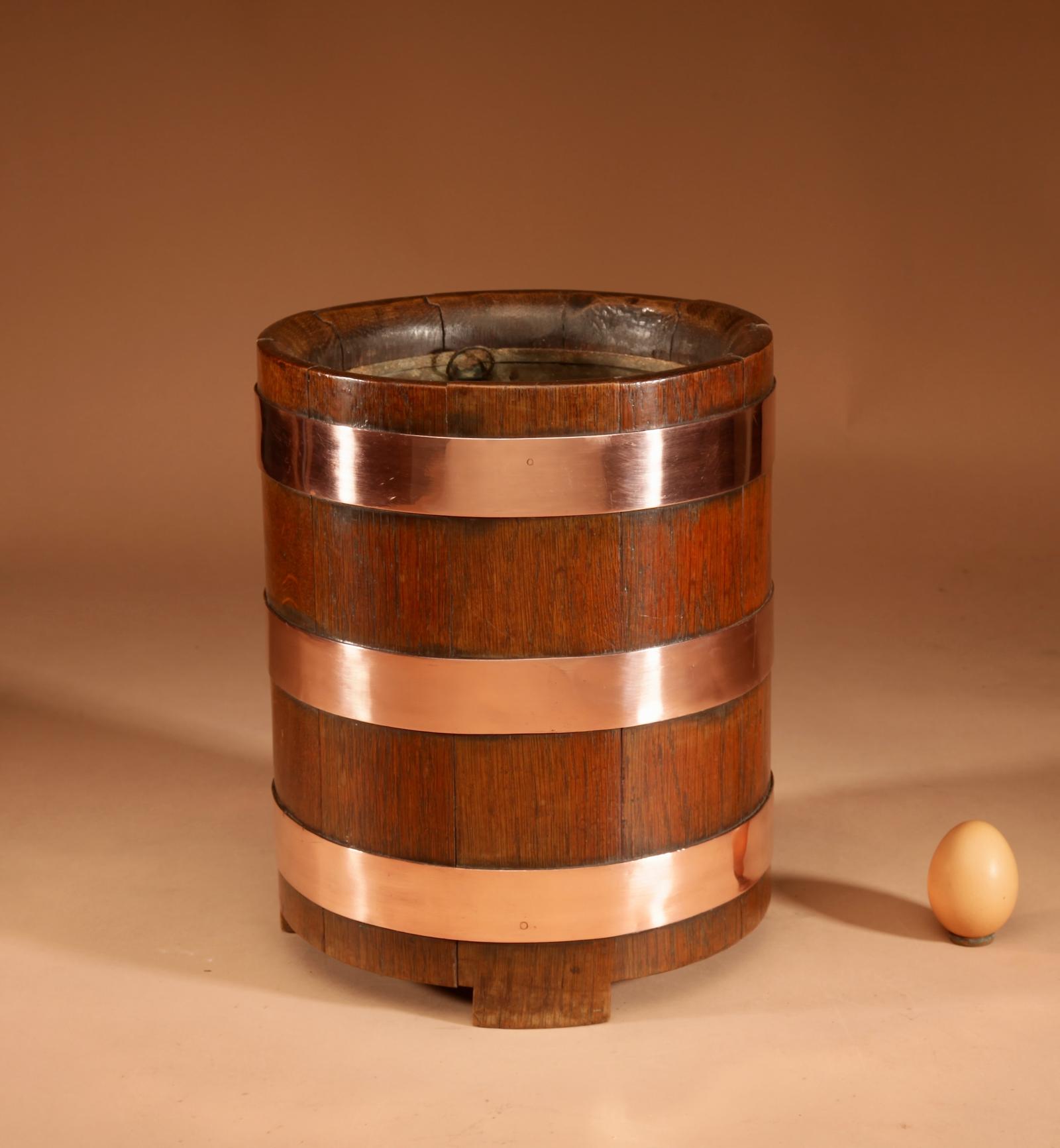 Art Deco Interesting Oak And Copper Jardiniere/planter/wine Cooler (1 of 8)