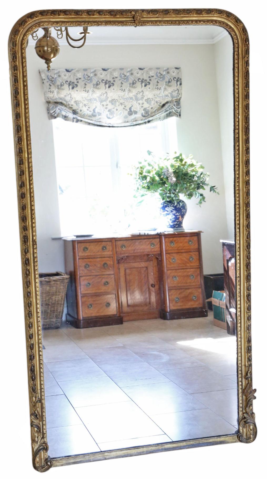 Large 19th Century Antique Gilt Overmantle, Floor or Wall Mirror – Gold Vintage Statement Frame London Maker Charles Nosotti (1 of 10)