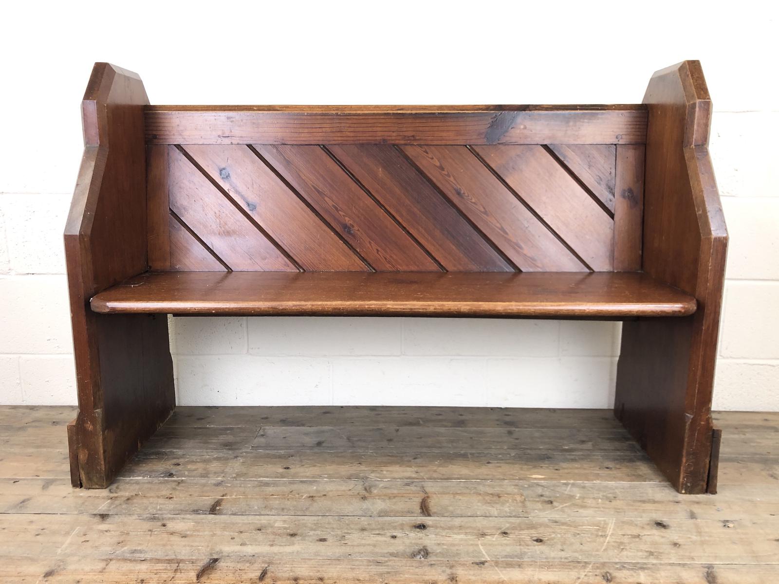 Antique Pitch Pine Church Pew with Enamel Number 35 (1 of 12) Antique Pitch Pine Church Pew with Enamel Number 35 (1 of 12)