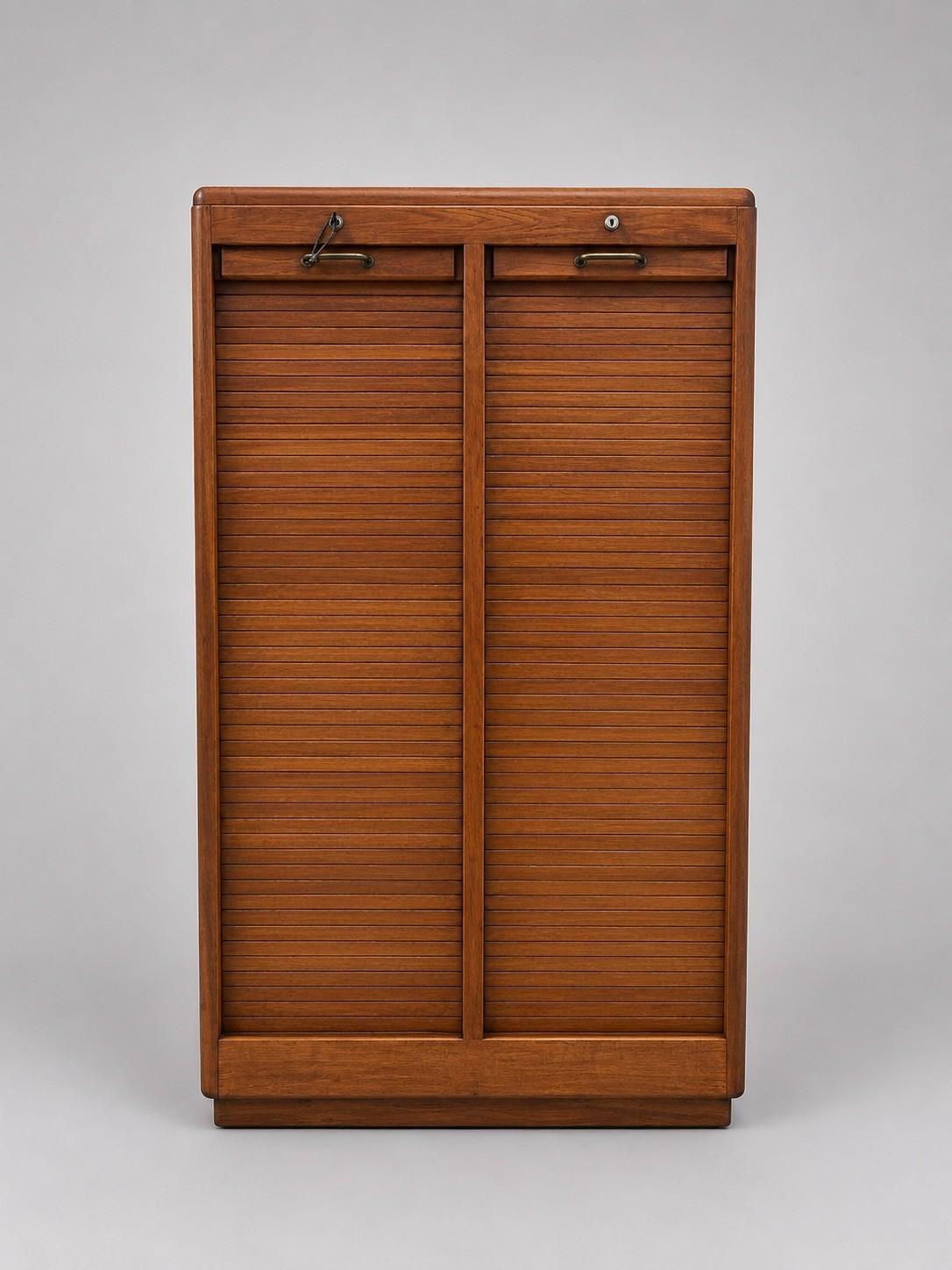 Vintage French Double Tambour Filing Cabinet Mid Century (1 of 15) Vintage French Double Tambour Filing Cabinet Mid Century (1 of 15)