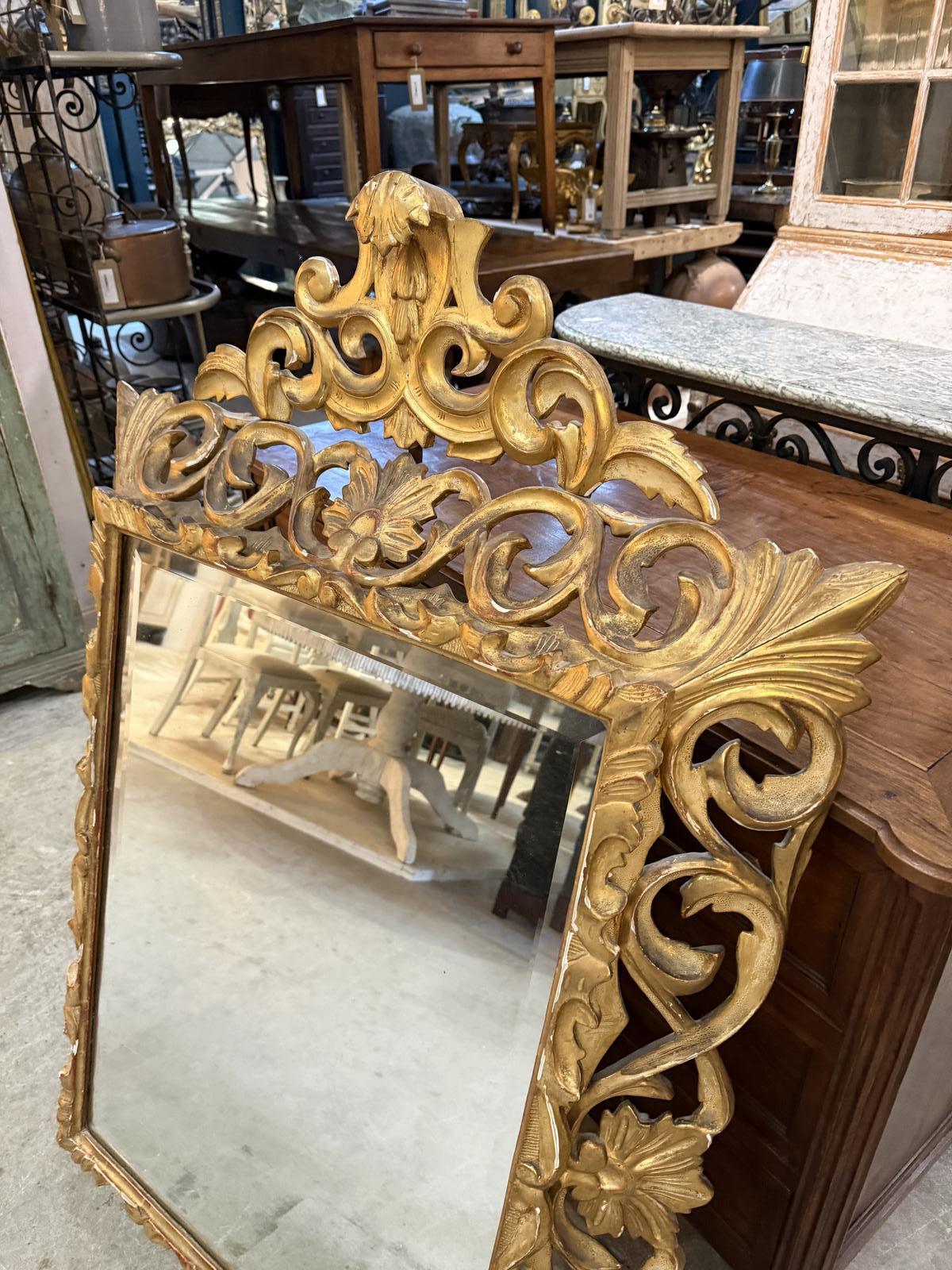 19TH CENTURY FRENCH CARVED WOODEN MIRROR WITH BEVELLED GLASS (1 of 8) 19TH CENTURY FRENCH CARVED WOODEN MIRROR WITH BEVELLED GLASS (1 of 8)