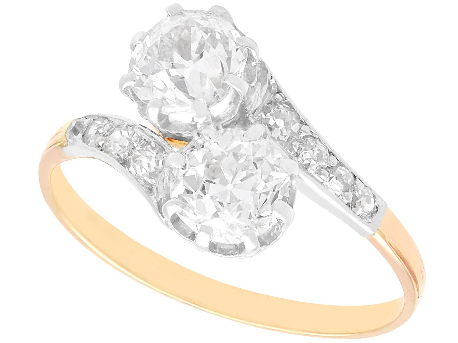 1.87ct Diamond & 18ct Yellow Gold Twist Ring c.1930 (1 of 13)