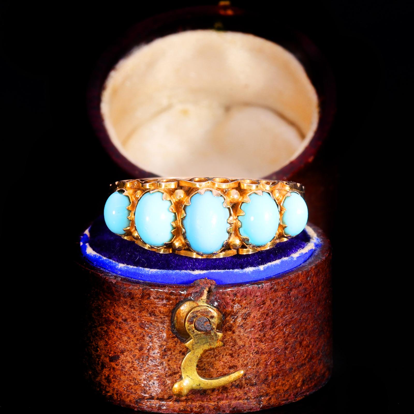 The Antique Art Deco 1922 Five Turquoise Ring (1 of 9)