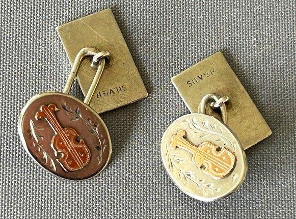 Unusual Pair of Victorian Silver & Gold Violin Cufflinks (1 of 5) Unusual Pair of Victorian Silver & Gold Violin Cufflinks (1 of 5)