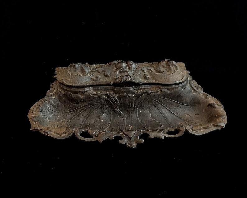 Antique Cast Iron Inkstand, Inkwells, EG Zimmerman (1 of 10)