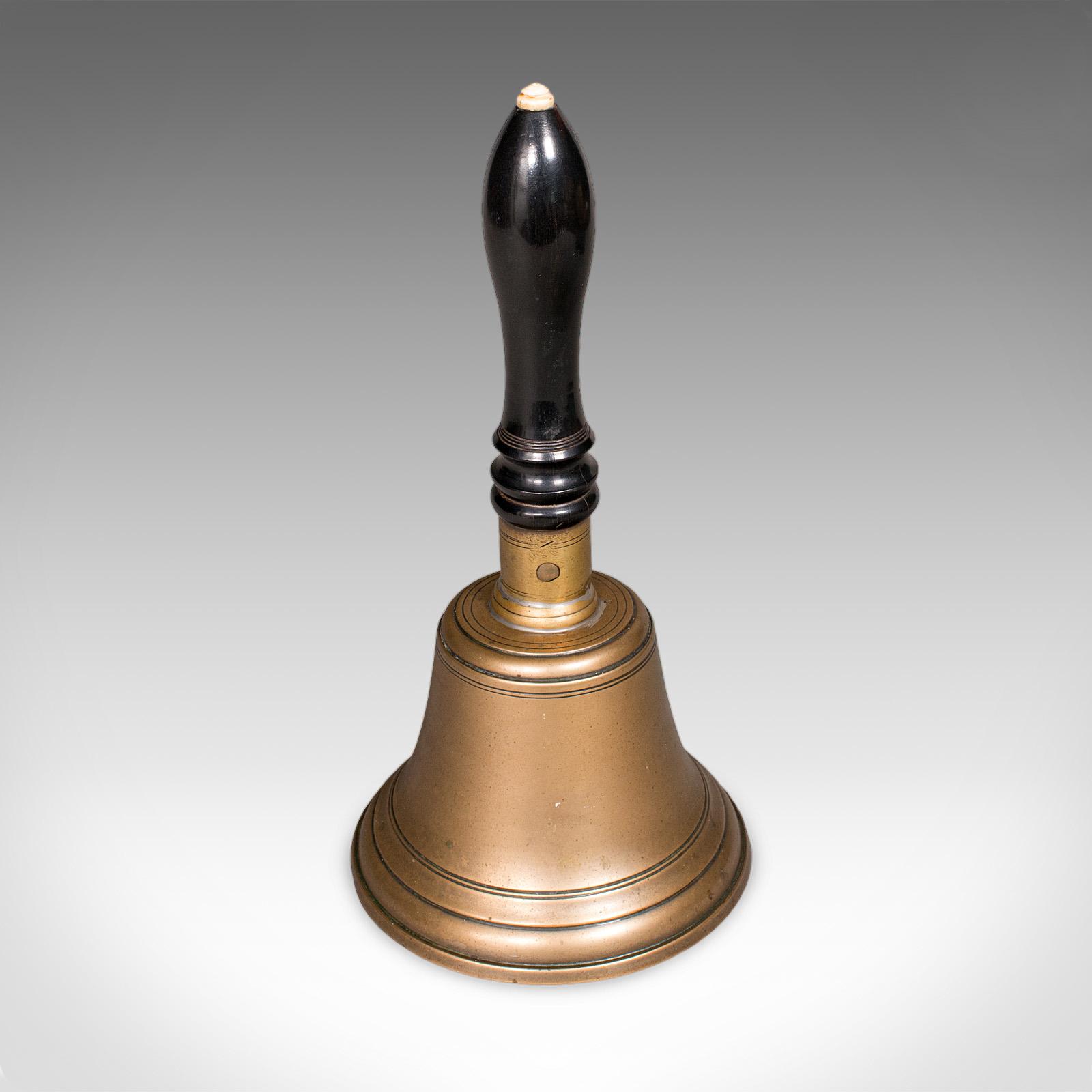 Antique Schoolmaster's Hand Bell, English, Bronze, Dinner Chime - Edwardian c.1910 (1 of 9)