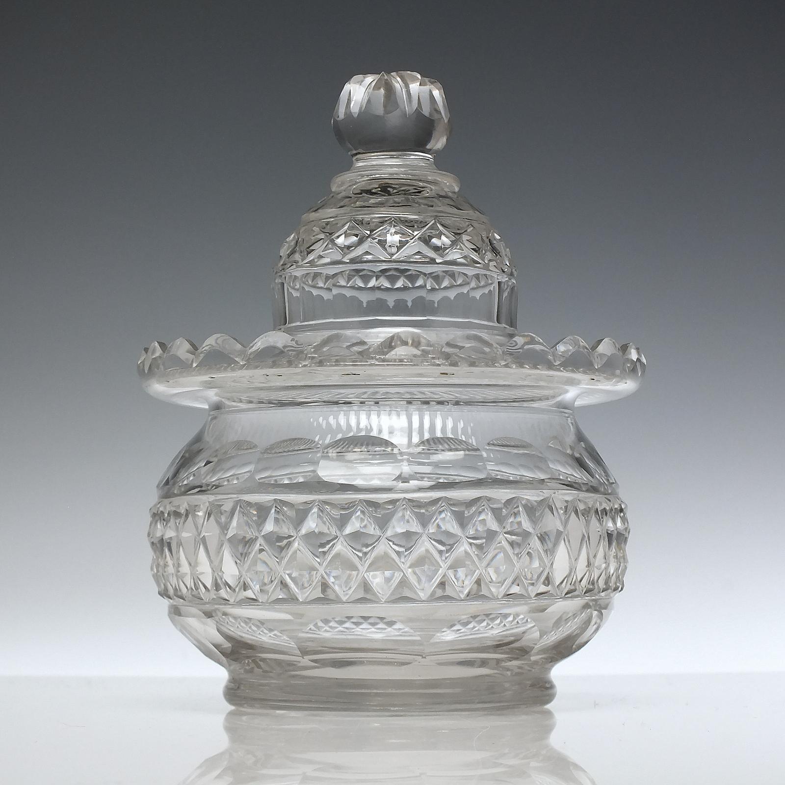Anglo Irish Glass Cut Butter Dish c.1820 (1 of 6)