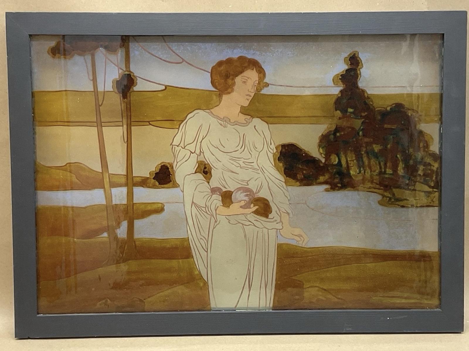 Arts & Crafts Enamelled Glass Panel of a Lady in The Pre-Raphaelite c.1880 (1 of 6) Arts & Crafts Enamelled Glass Panel of a Lady in The Pre-Raphaelite c.1880 (1 of 6)