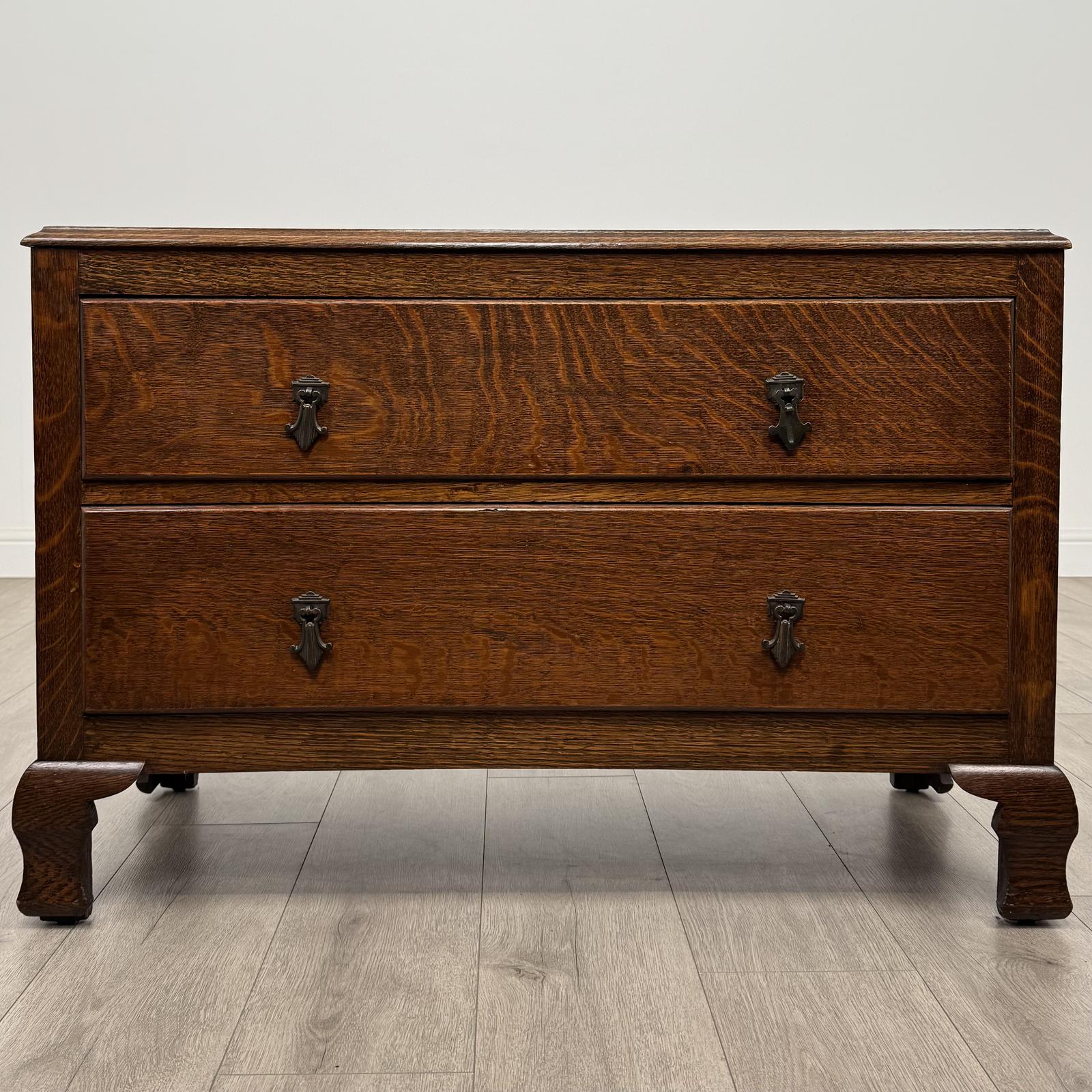 Antique 20th Century Low Chest Of Drawers In Oak (1 of 11)