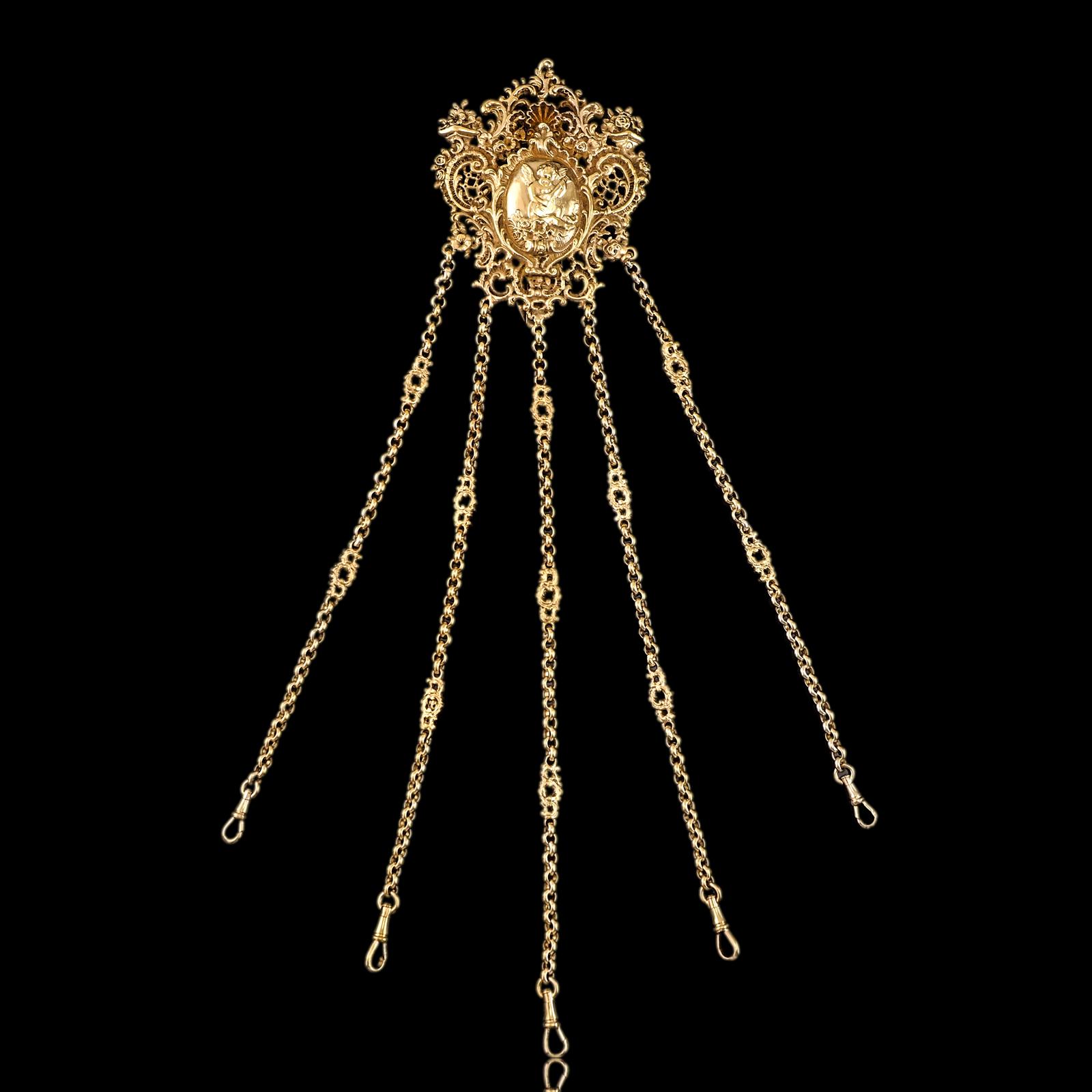 Antique Victorian Silver Gilt Chatelaine Rococo Decorations - c.1860 (1 of 20)