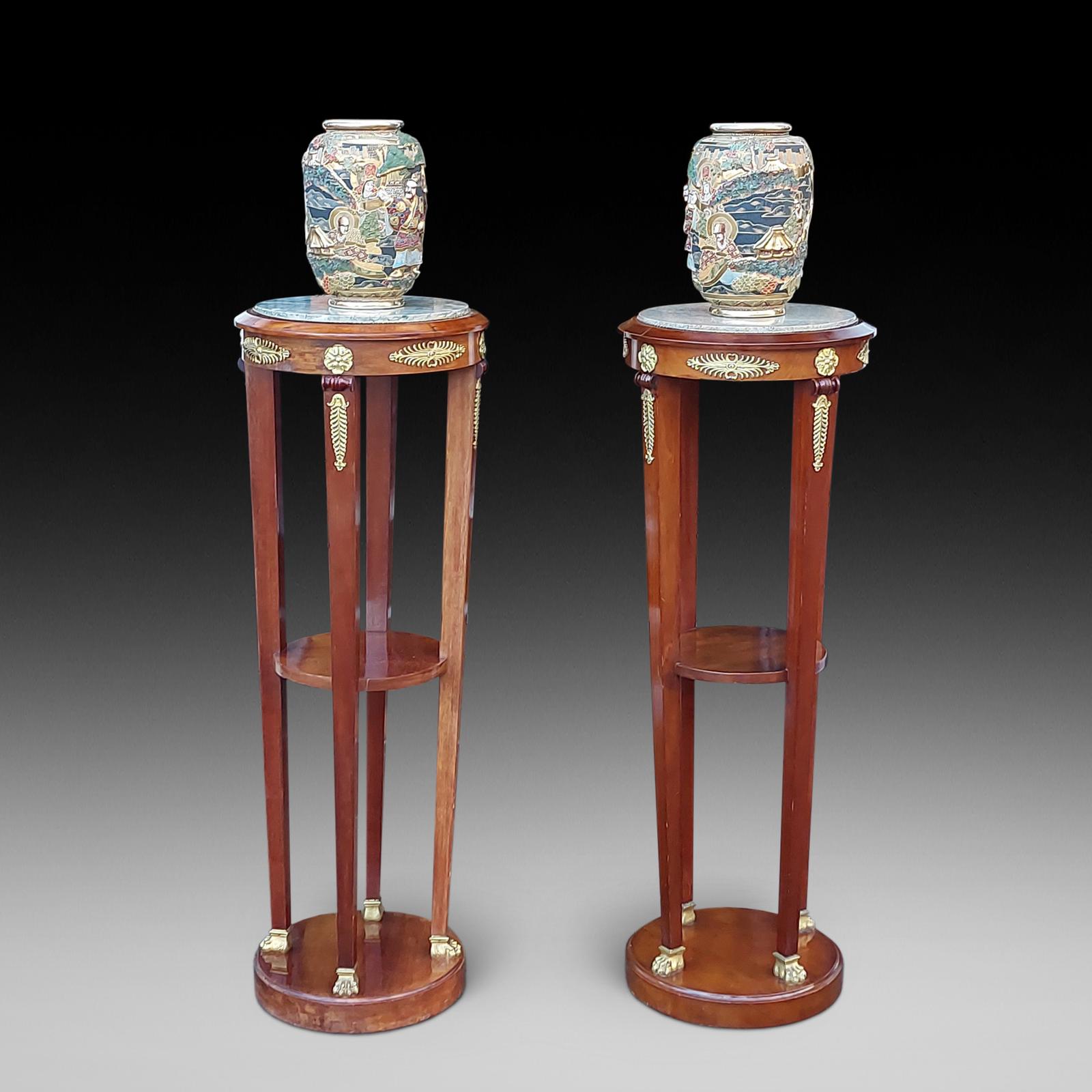 Pair of Late 19thc French Ormolu Mounted Mahogany Torcheres (1 of 10) Pair of Late 19thc French Ormolu Mounted Mahogany Torcheres (1 of 10)