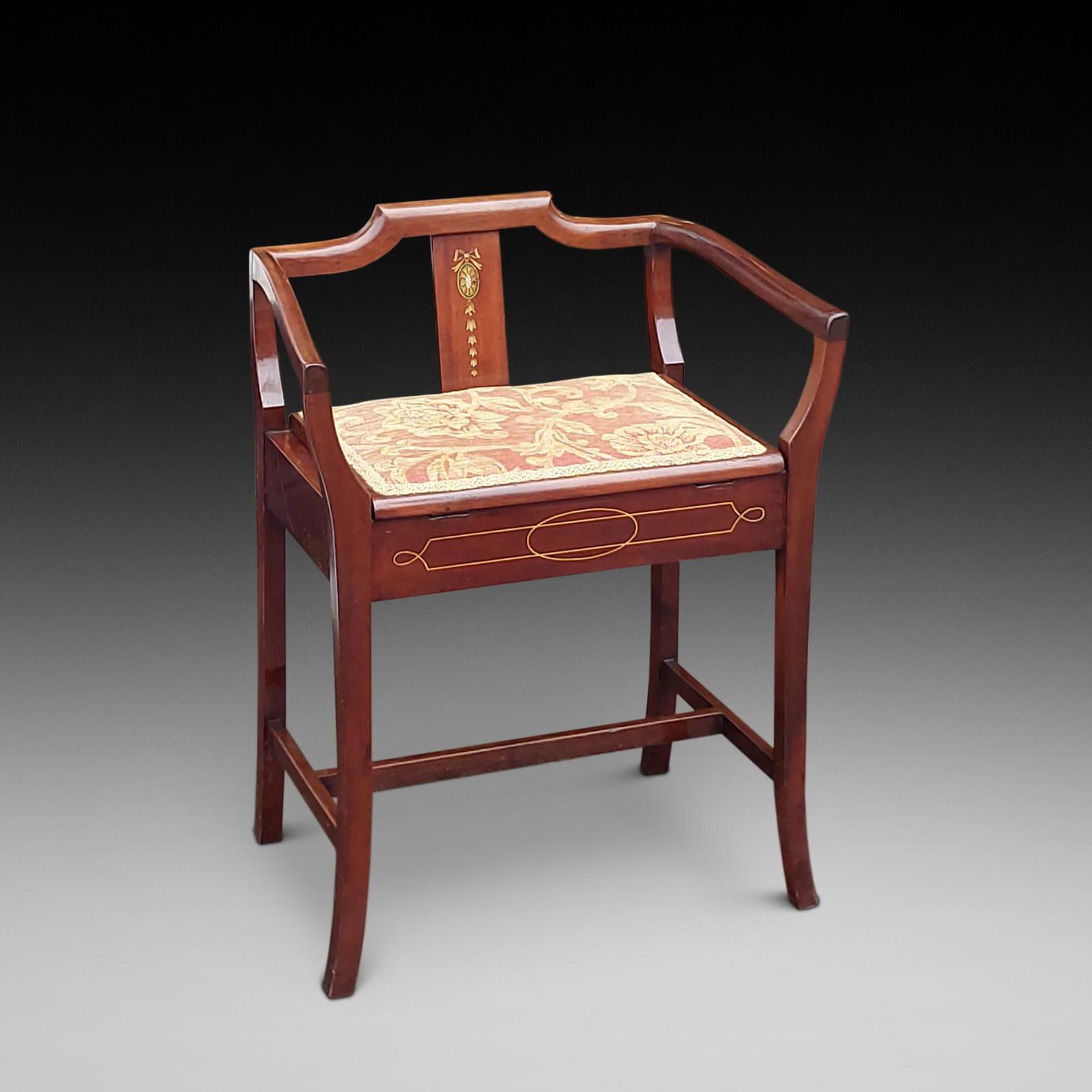 Edwardian Mahogany & Inlaid Piano Stool (1 of 6) Edwardian Mahogany & Inlaid Piano Stool (1 of 6)