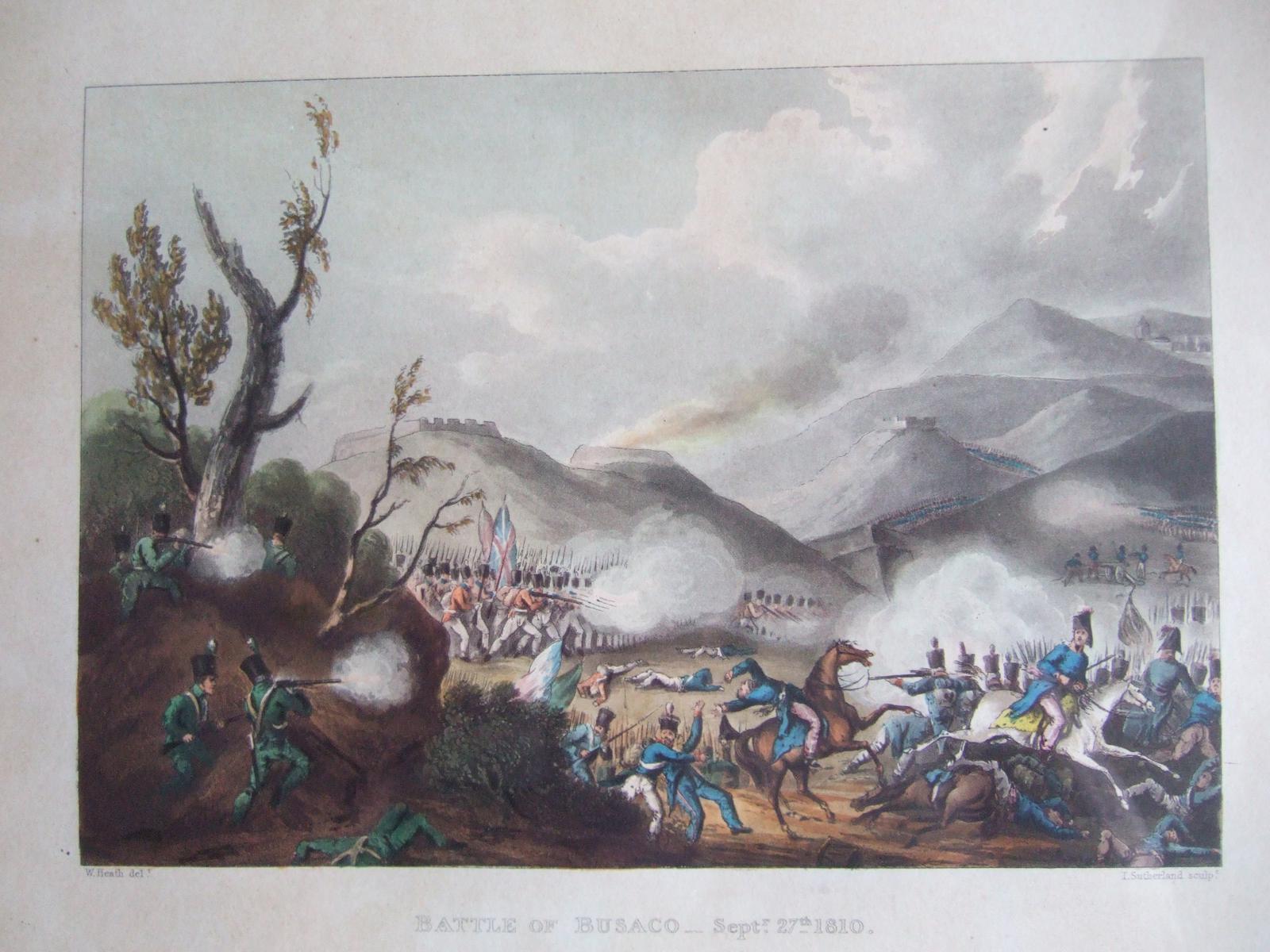 Aquatint of the "Battle of Busaco Sept 27th 1810", Pub. by James Jenkins in "Martial Achievements of Great Britian & Her Allies 1799-1815" (1 of 6)