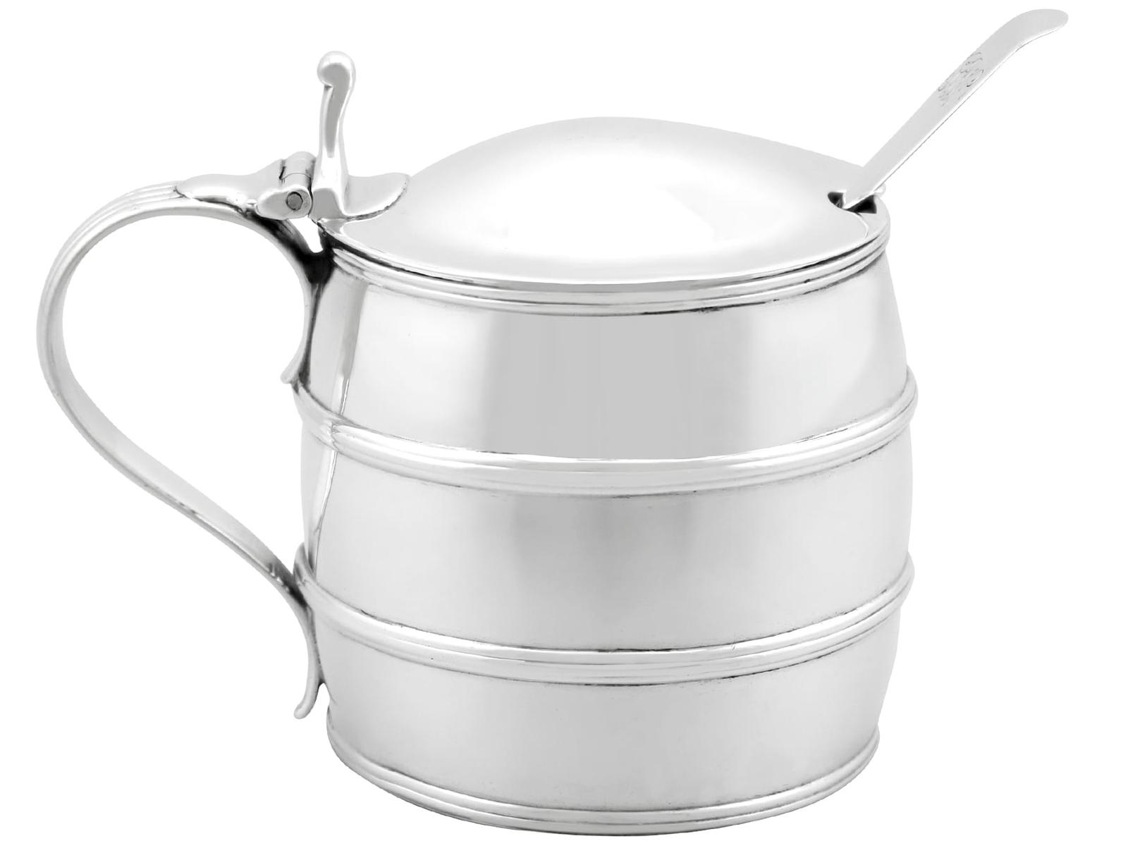 Antique George III Sterling Silver Barrel Shaped Mustard Pot 1798 (1 of 13)