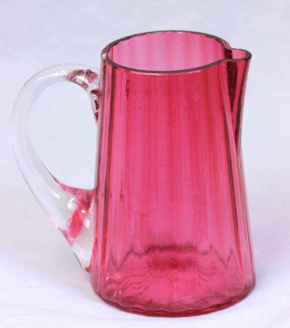 Antique Victorian Small Cranberry Glass Jug (1 of 4)