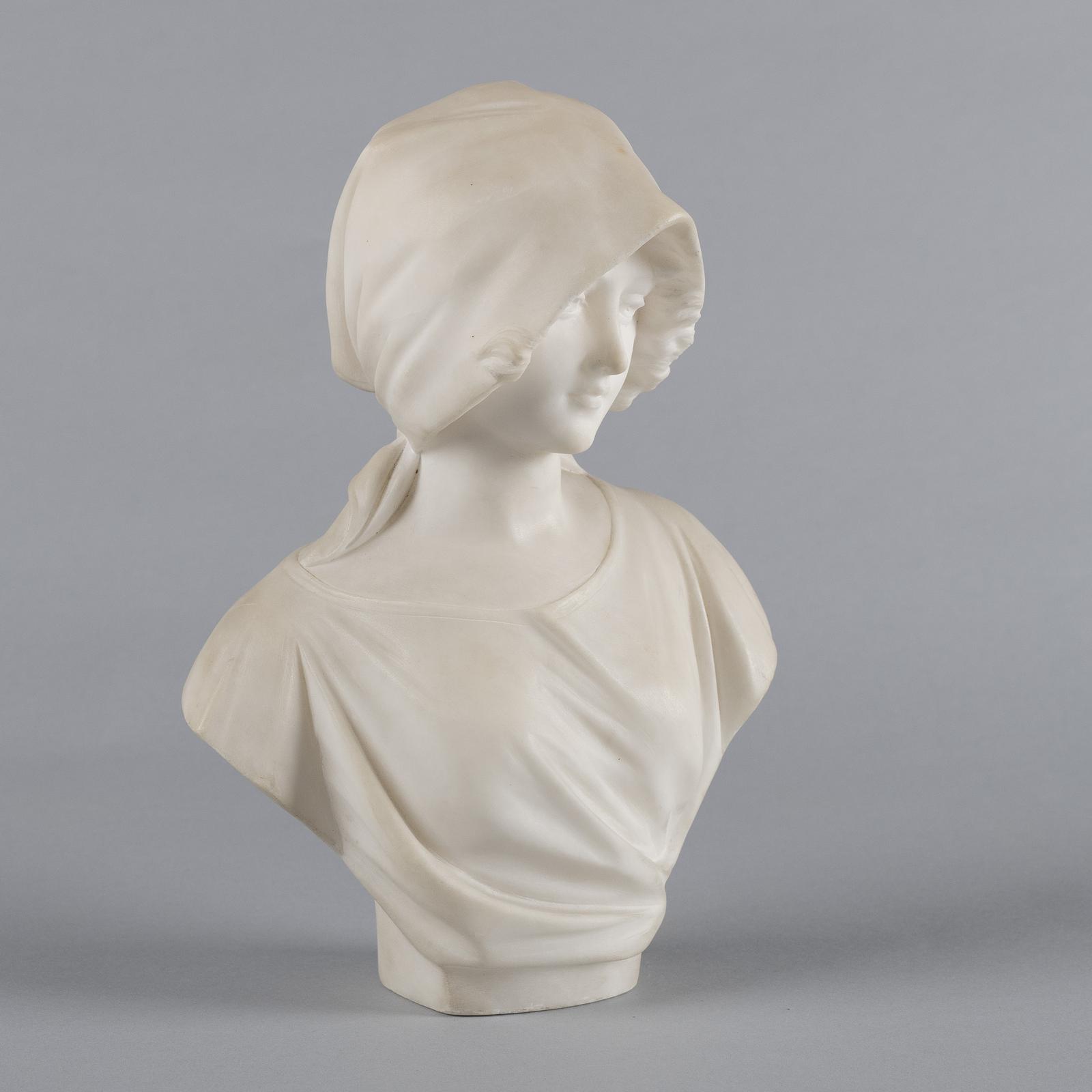 Italian Carved Alabaster Sculpture of a Female By Pugi (1 of 7) Italian Carved Alabaster Sculpture of a Female By Pugi (1 of 7)