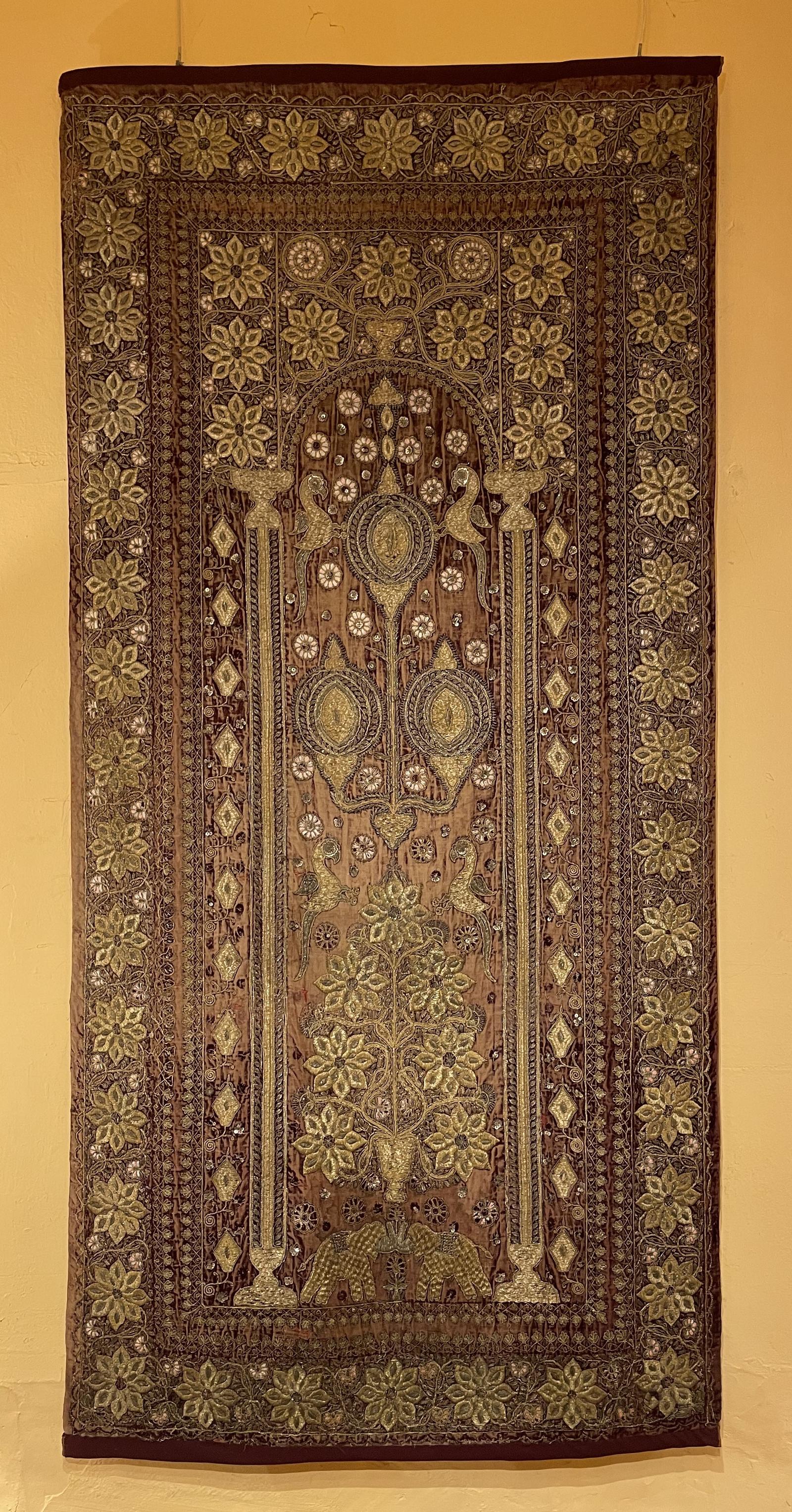 18th Century Indo-Portuguese Embroidery in Gold Thread on Velvet (1 of 14)
