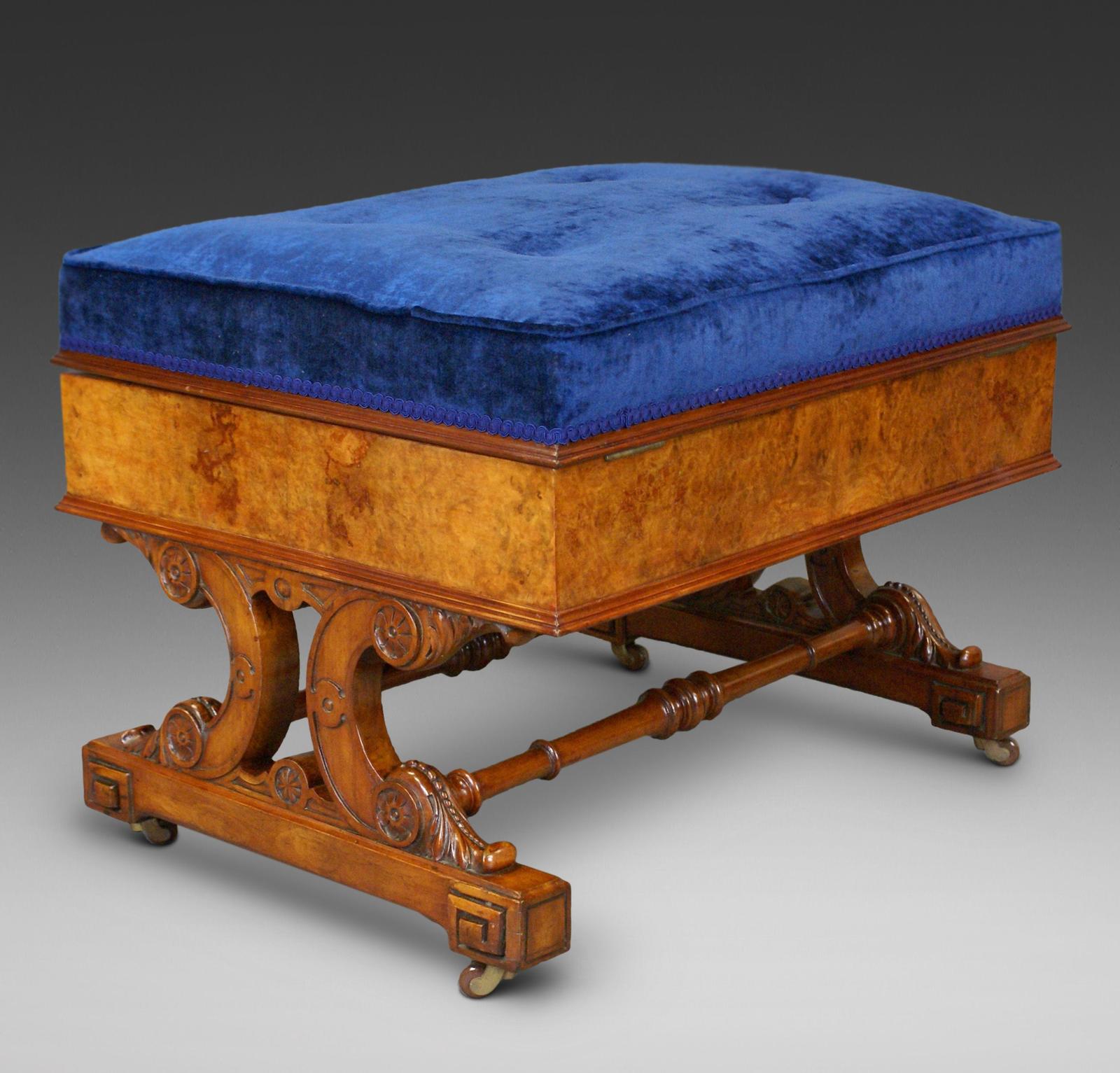 A Large Victorian Burr Walnut Stool (1 of 6) A Large Victorian Burr Walnut Stool (1 of 6)