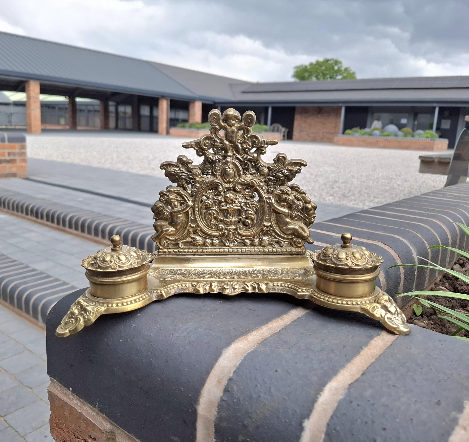 French Baroque Revival Brass Desk Companion (1 of 3)