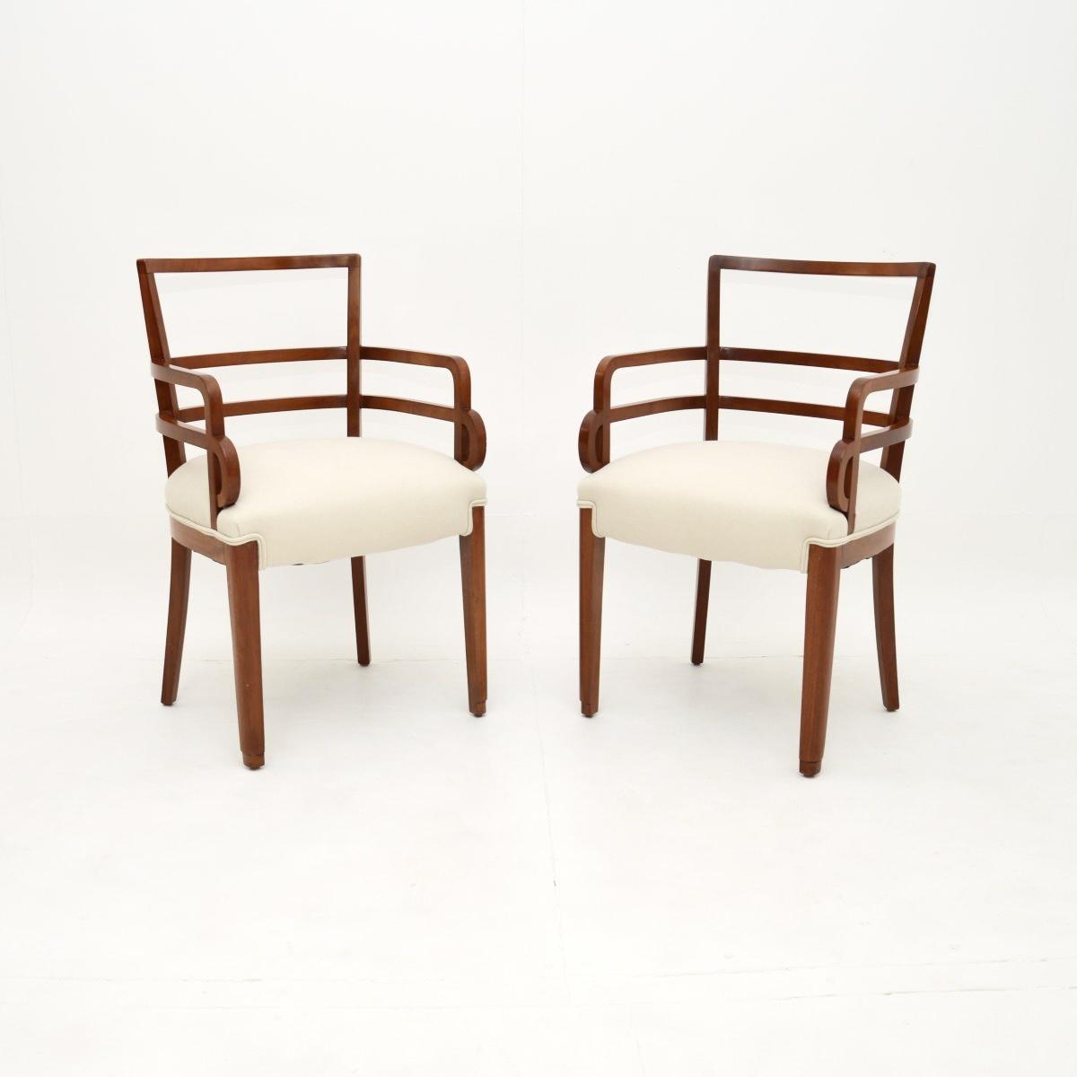 Pair of Art Deco Mahogany Open Armchairs / Side Chairs (1 of 9)