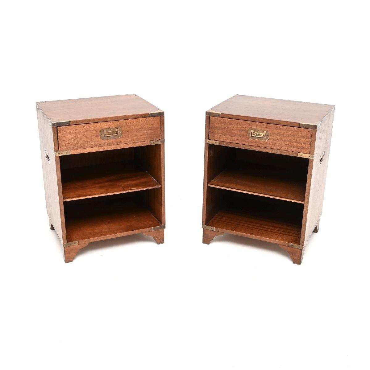 Pair of Military Campaign Style Mahogany Bedside Cabinets (1 of 9) Pair of Military Campaign Style Mahogany Bedside Cabinets (1 of 9)