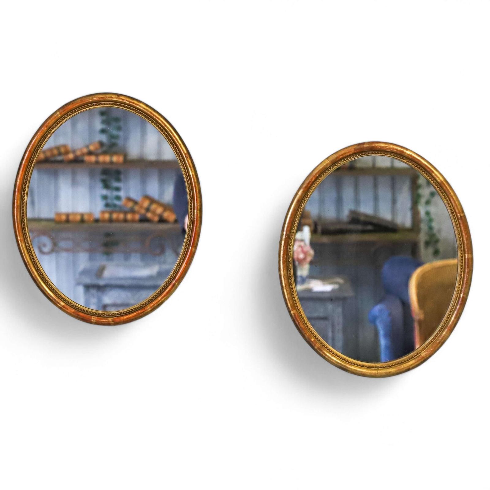 Pair Of Early 20th Century Oval Water Gilded Mirrors circa 1910 (1 of 11)